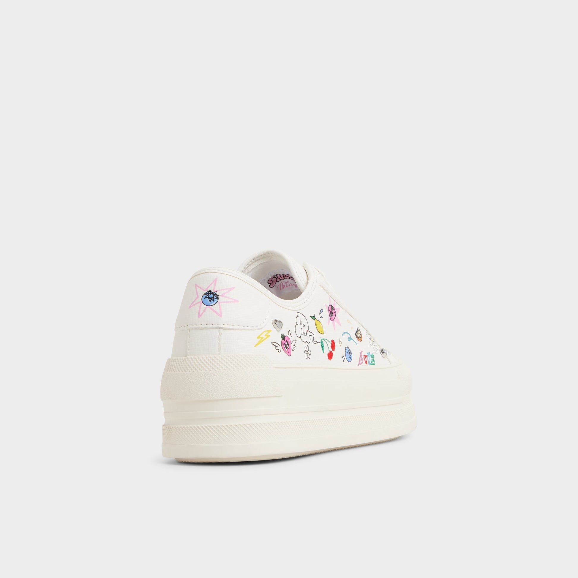 Three-quarter angle of White/Multi Rayes Sneaker's back side