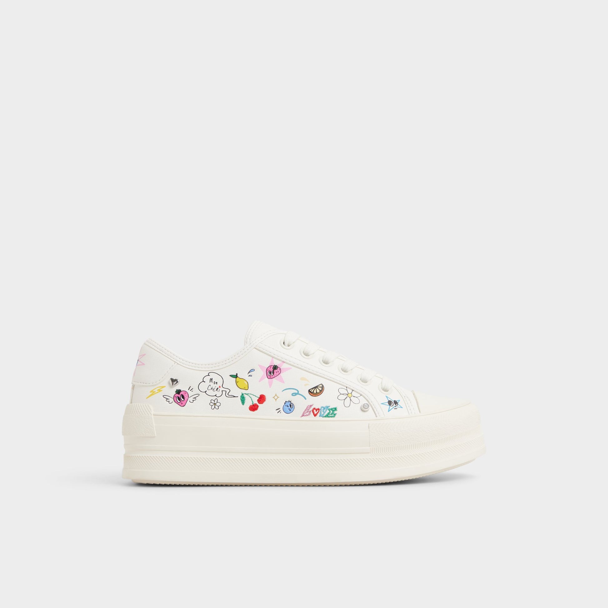 Main View of White/Multi Rayes Sneaker for Womens