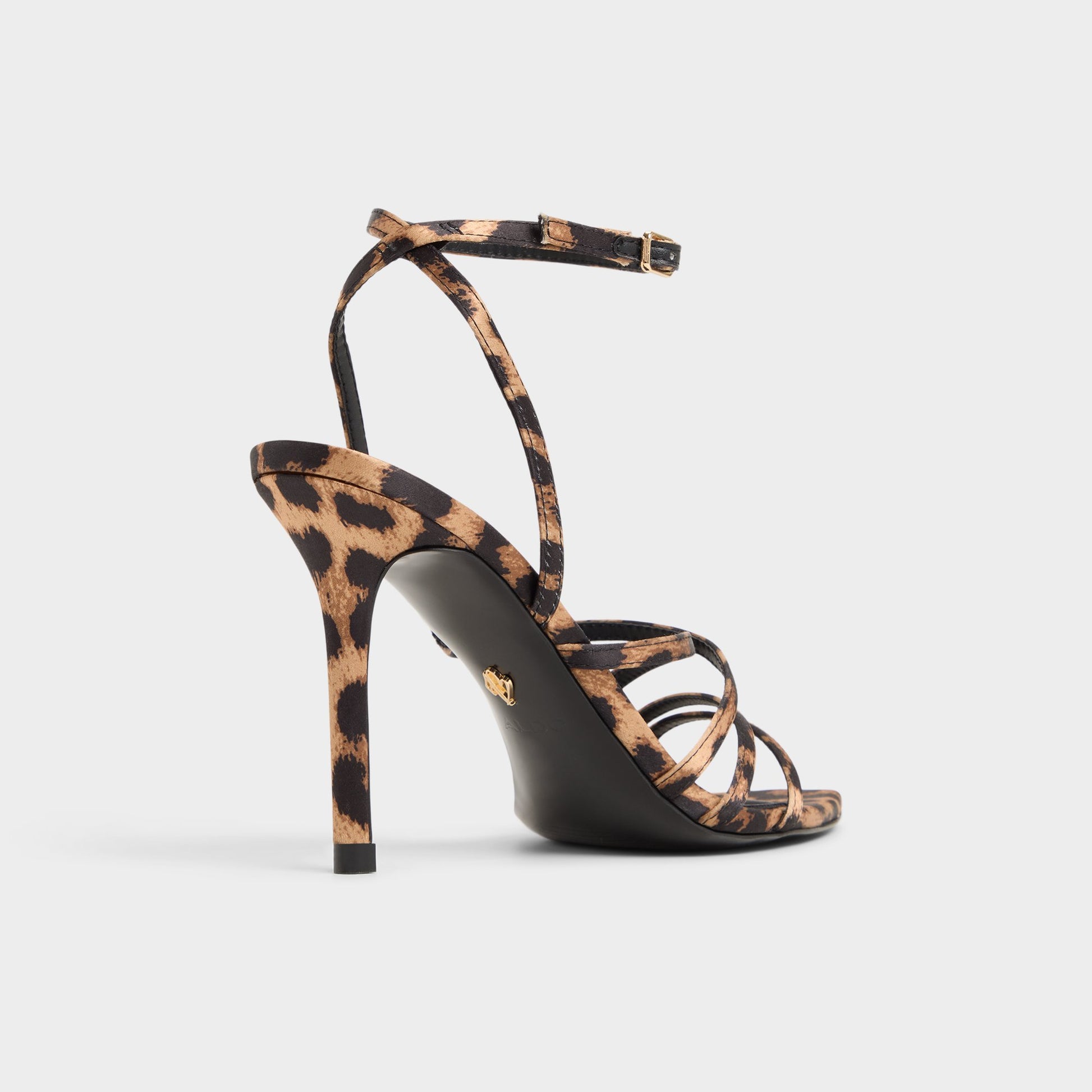 Three-quarter angle of Brown Multi Solania Heeled sandal's back side