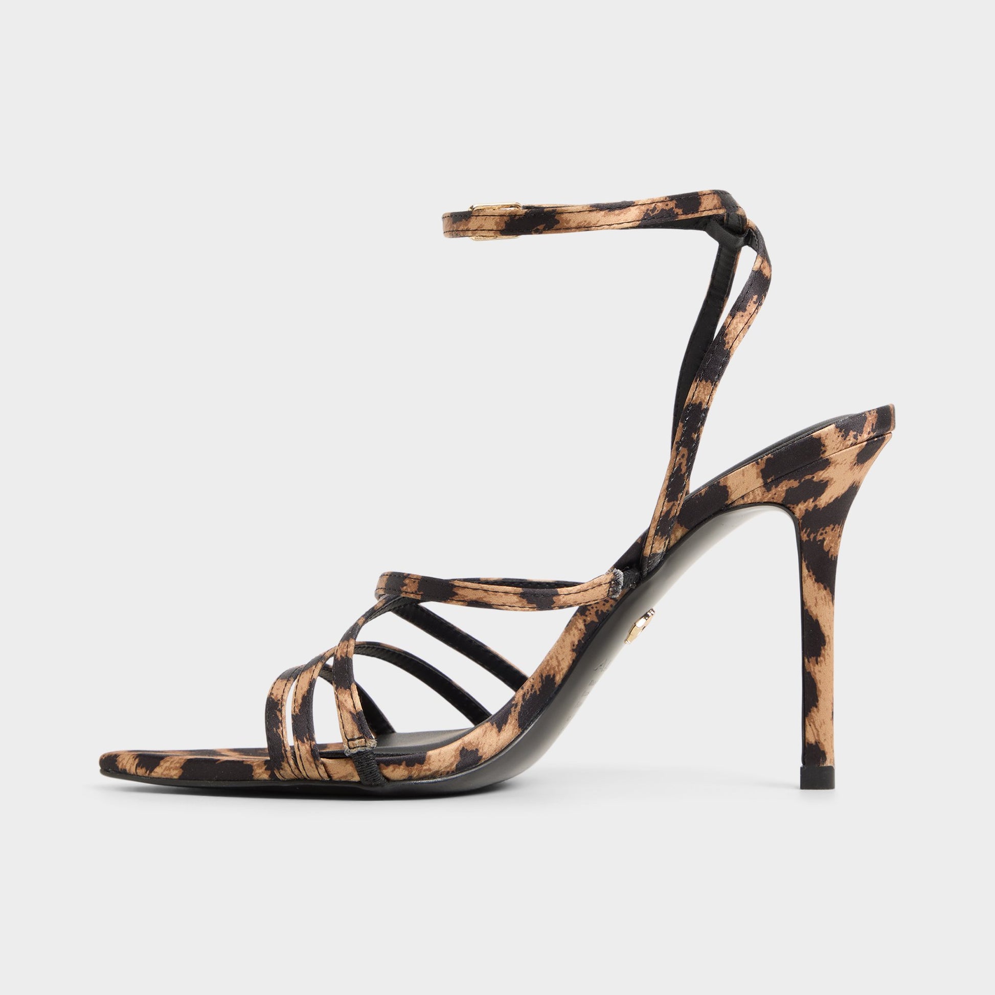Side view of Brown Multi Solania Heeled sandal