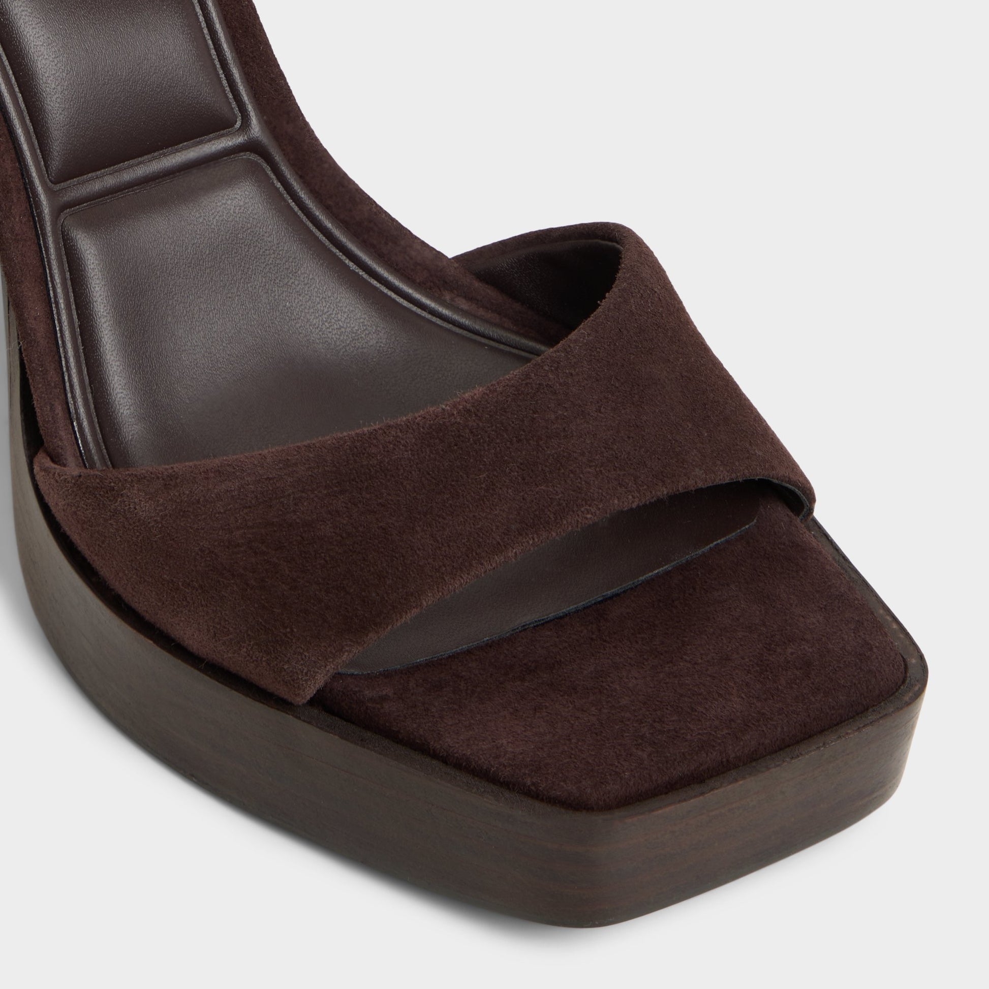 Close-up of the Dark brown Lothon Strappy heeled sandal