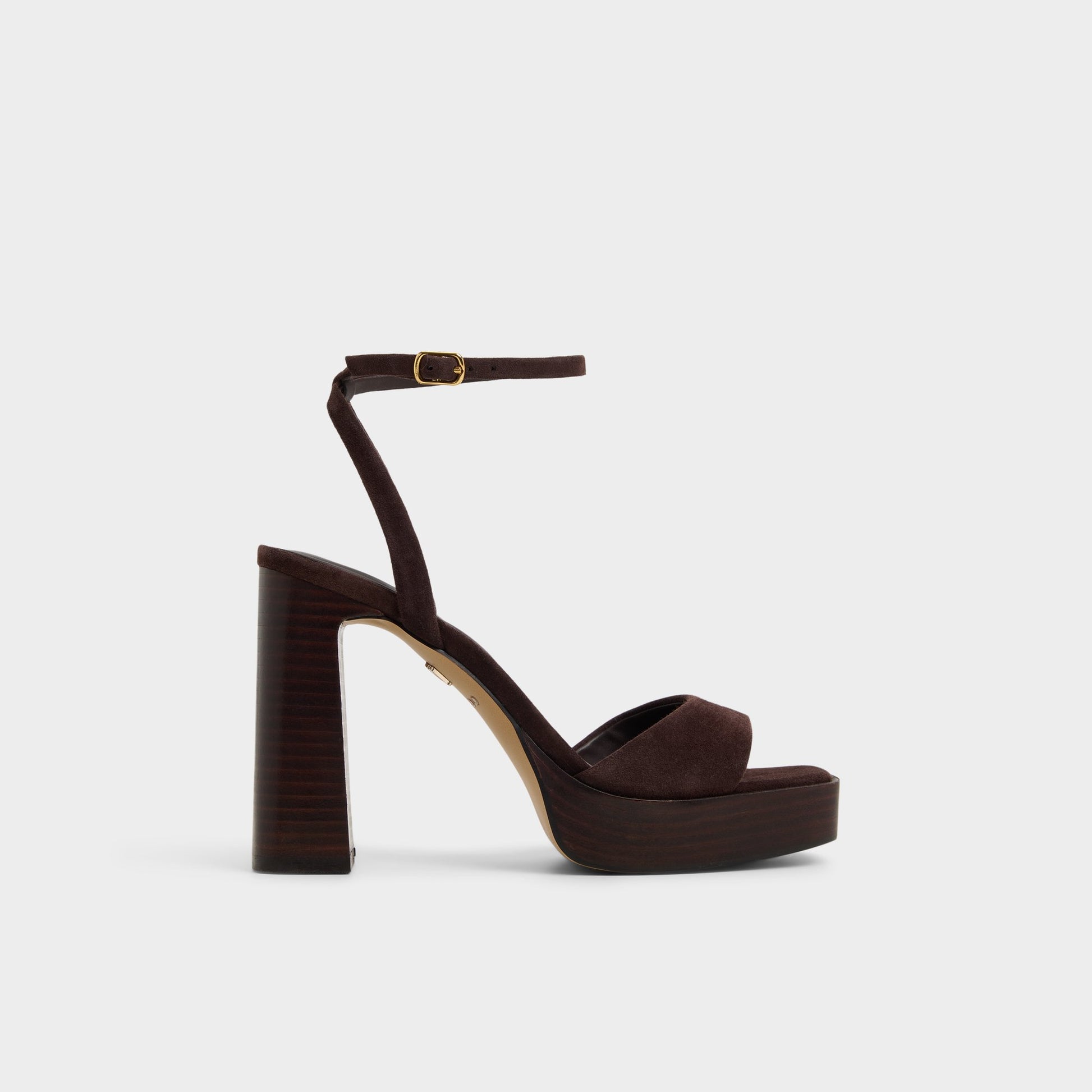 Main View of Dark brown Lothon Strappy heeled sandal for Womens