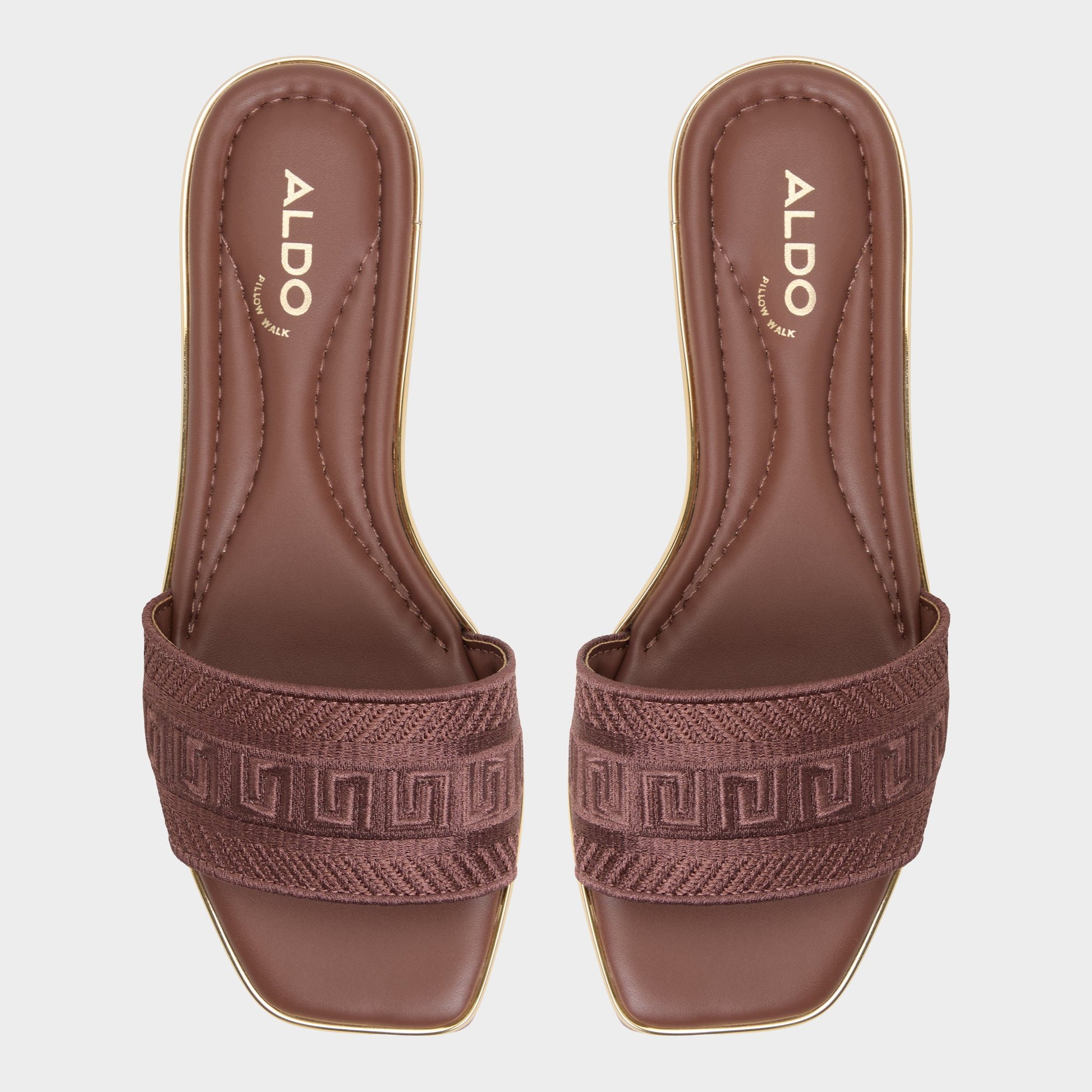 Top-down view of the Medium Brown Oceania Slide sandal