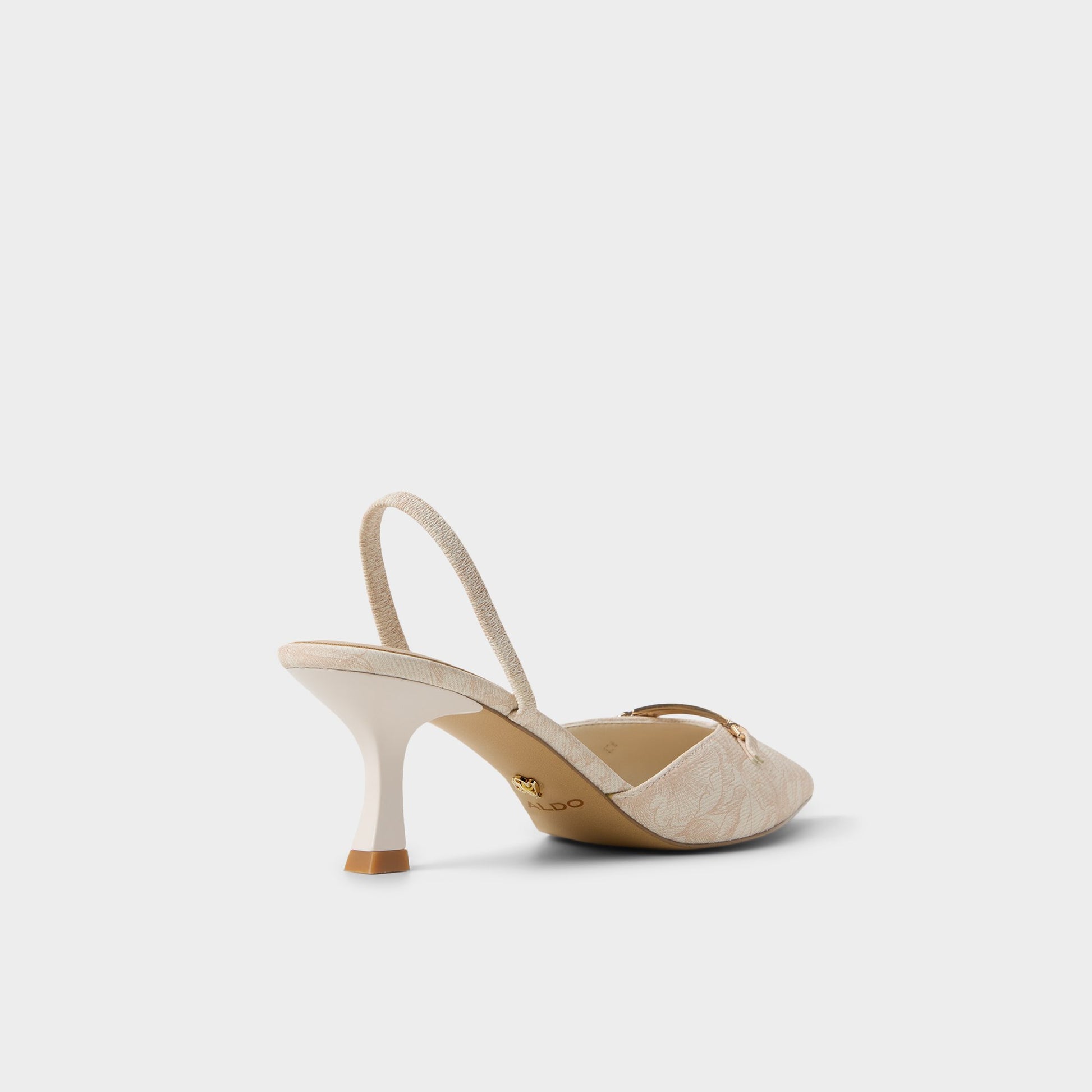 Three-quarter angle of Light Pink Nailah Slingback heel's back side