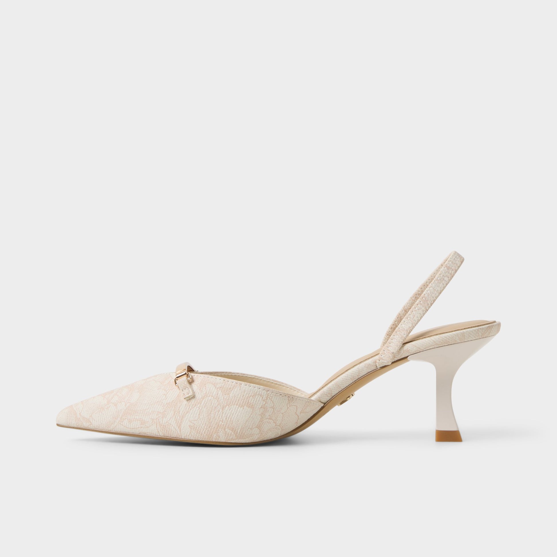 Side view of Light Pink Nailah Slingback heel