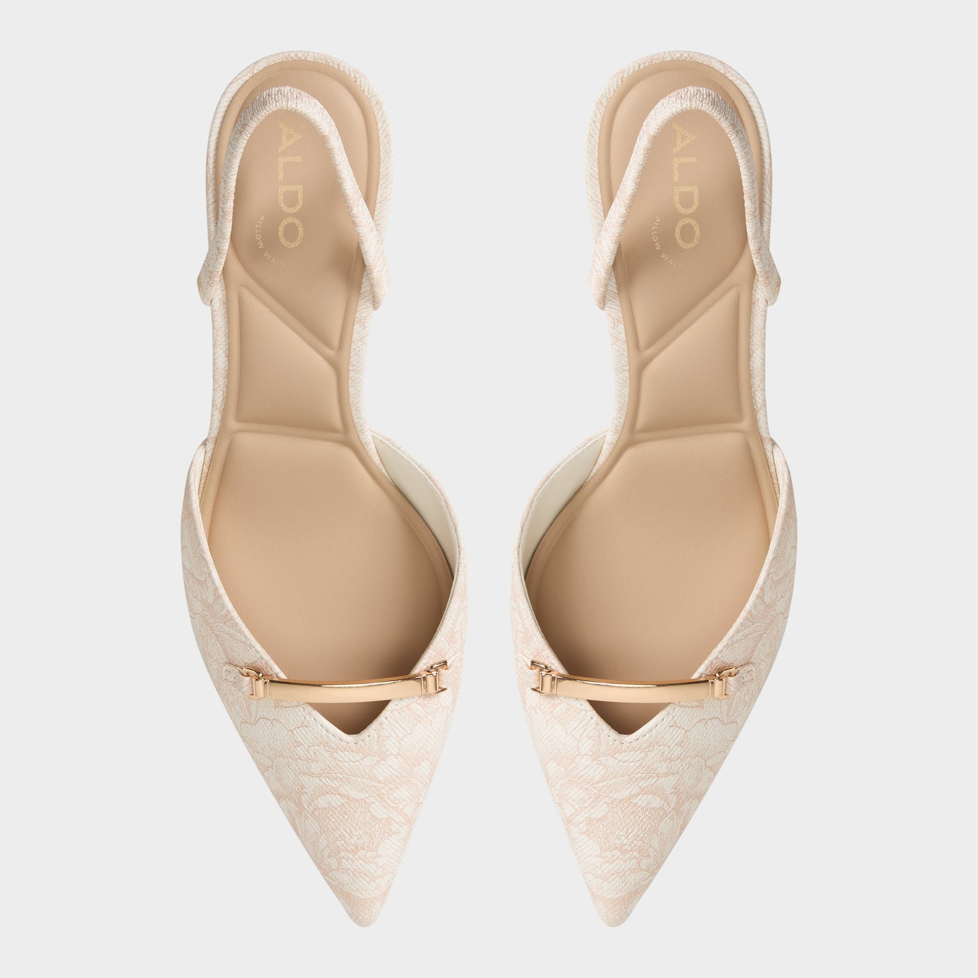 Top-down view of the Light Pink Nailah Slingback heel