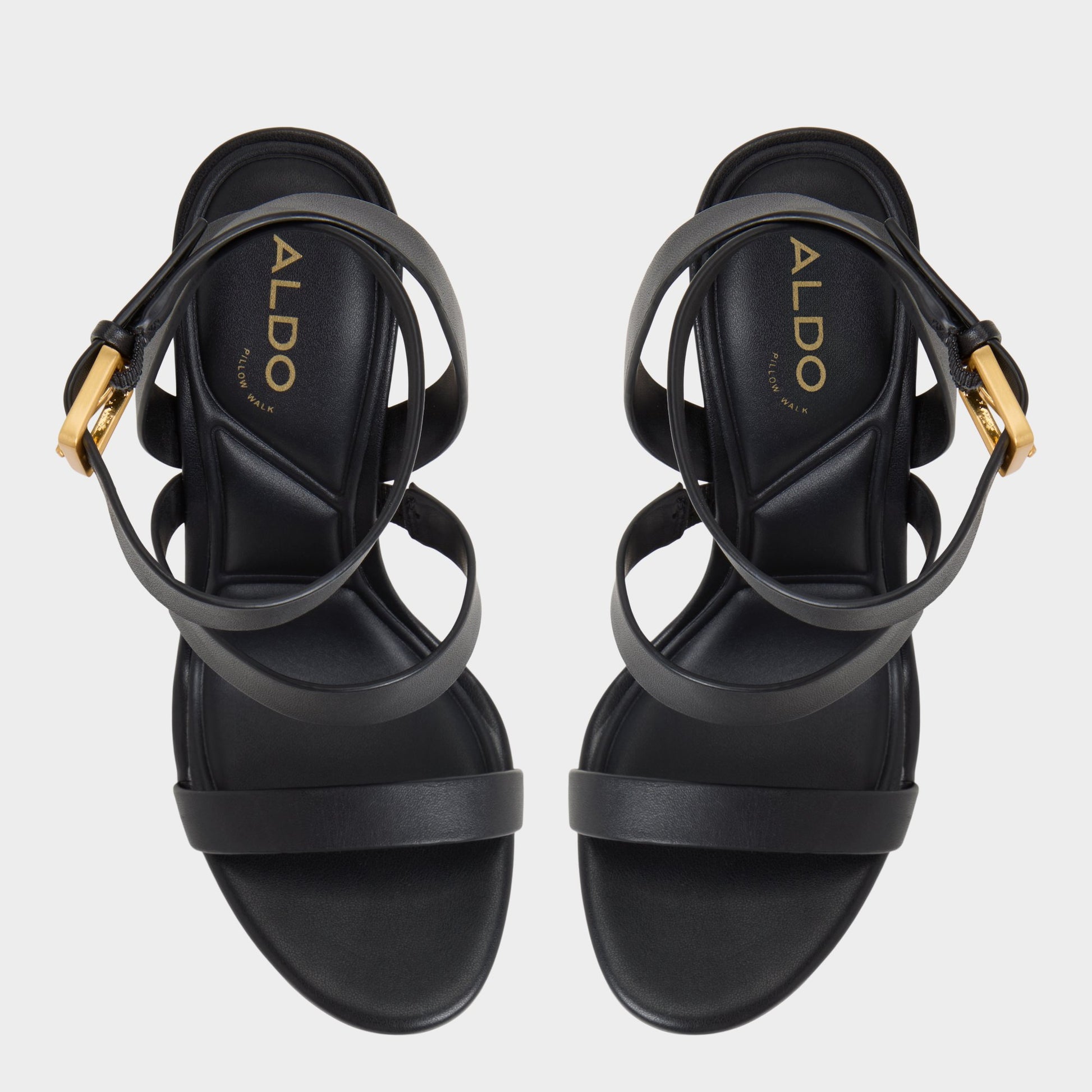 Top-down view of the Black Kardy Strappy heeled sandal