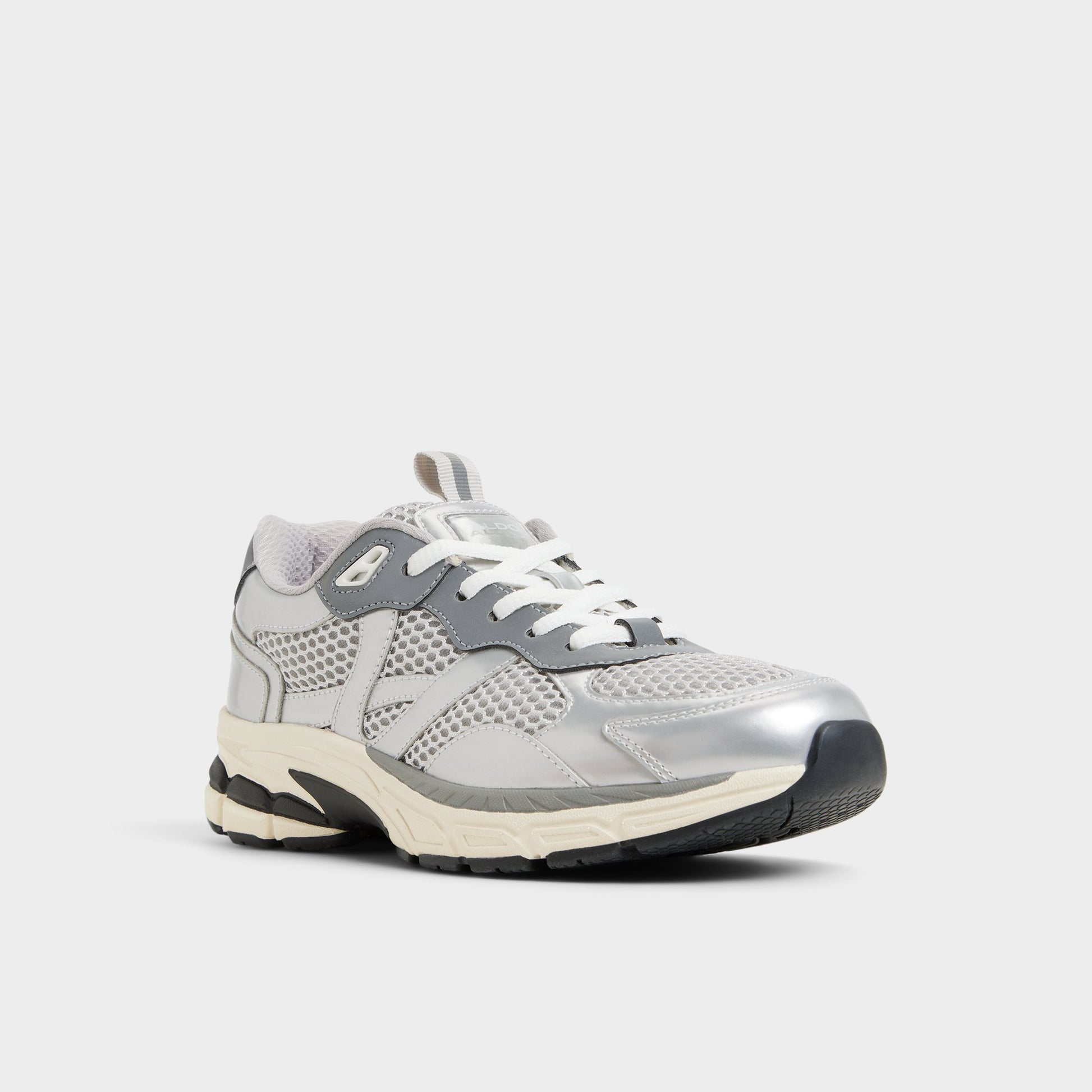 Three-quarter angle of Silver Pillowsnkr-l Jogger sneaker's front side