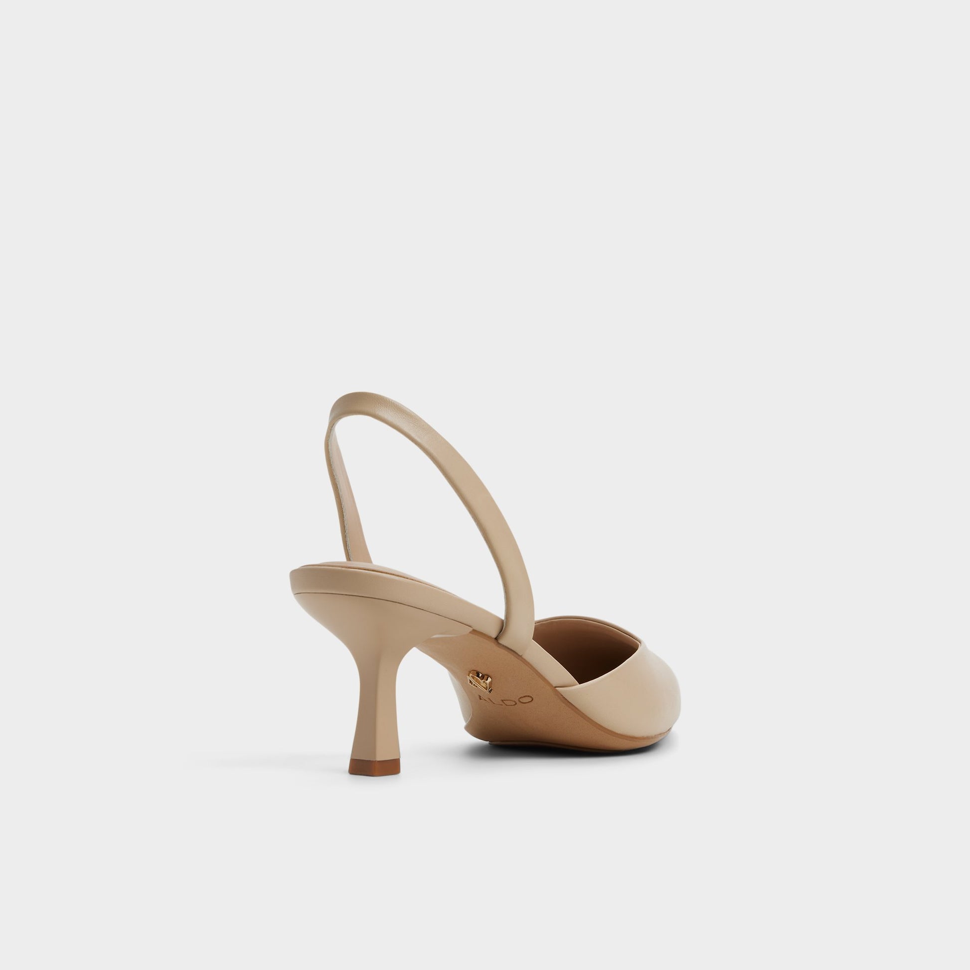 Three-quarter angle of Medium Beige Gavedessi Slingback heel's back side
