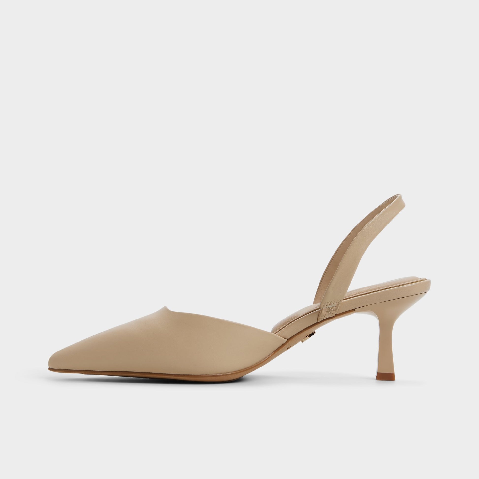 Side view of Medium Beige Gavedessi Slingback heel