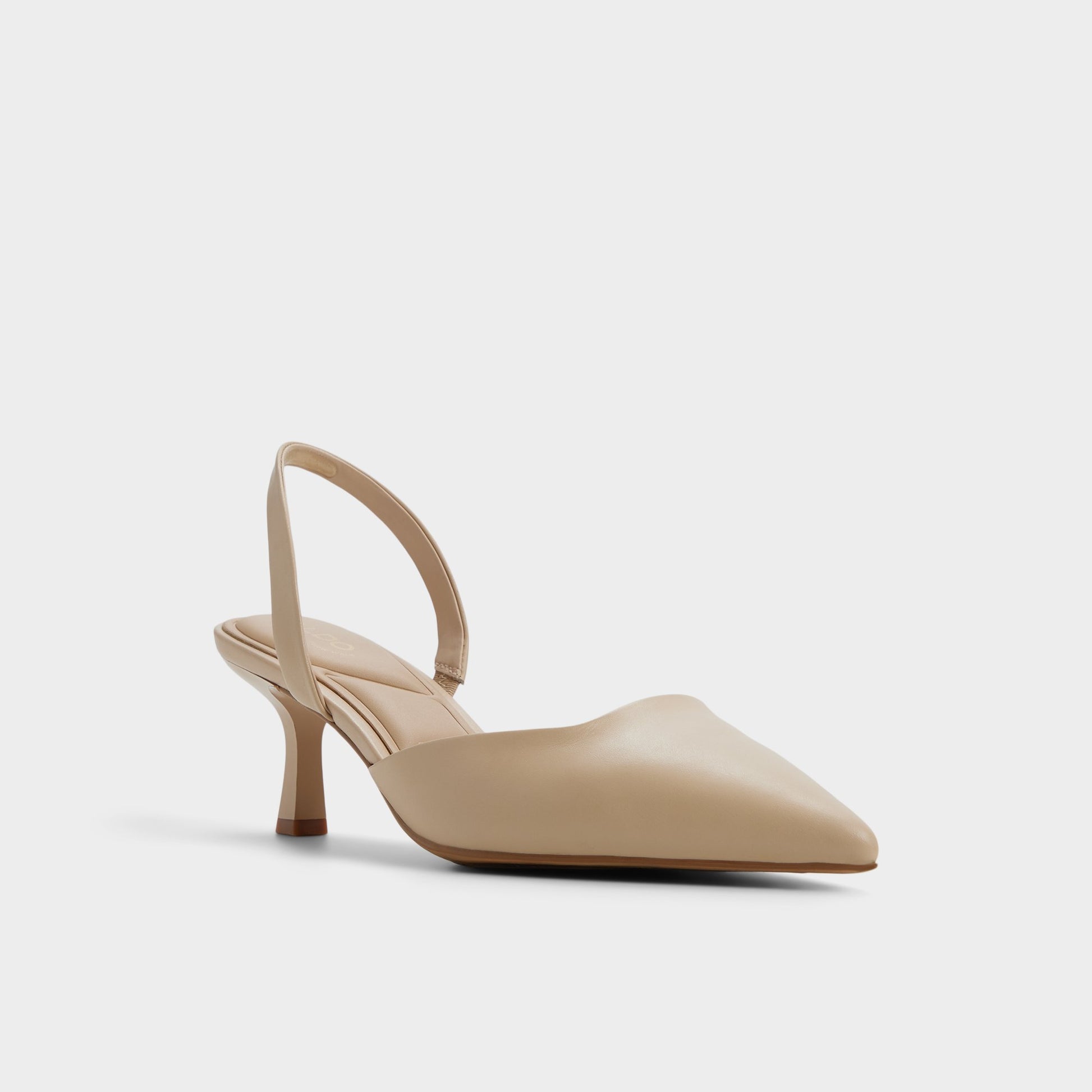 Three-quarter angle of Medium Beige Gavedessi Slingback heel's front side