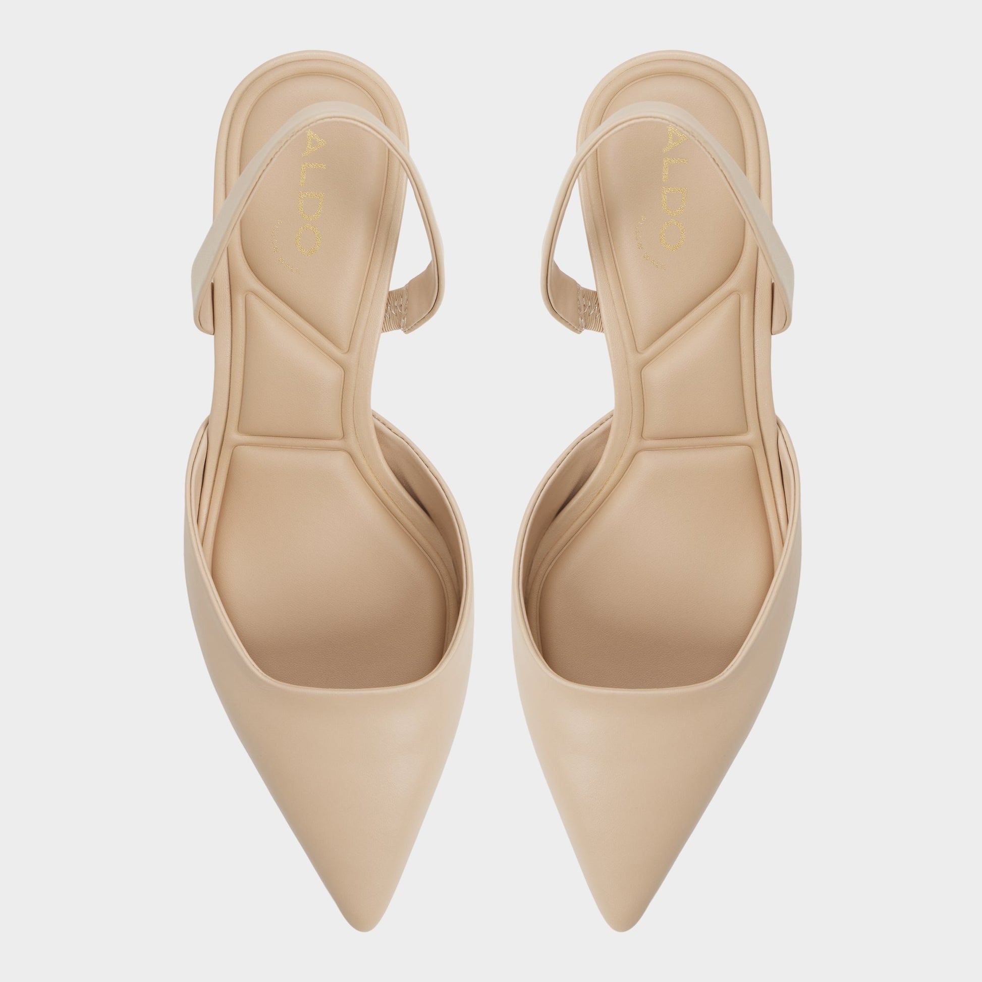 Top-down view of the Medium Beige Gavedessi Slingback heel