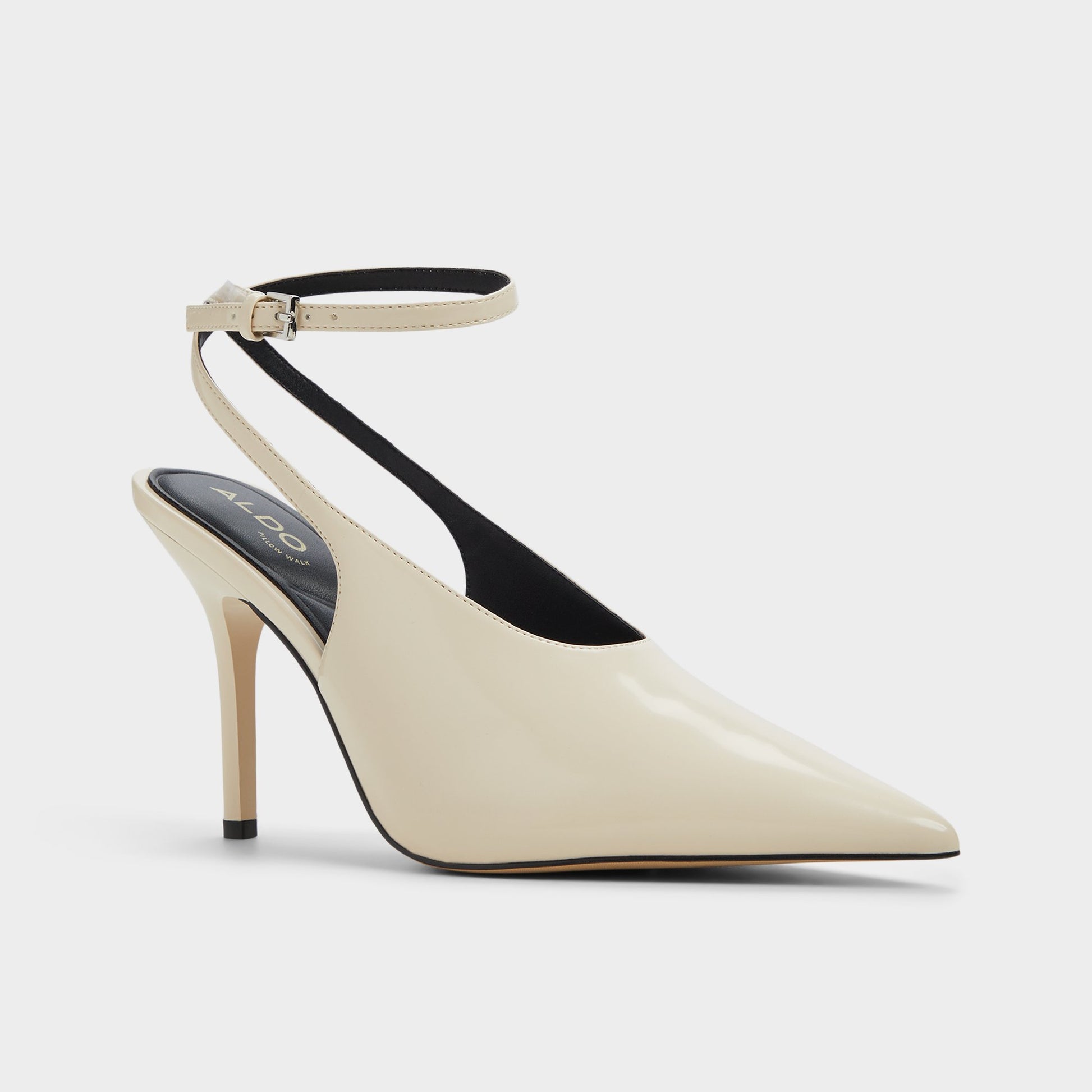 Three-quarter angle of Light Beige Lisandre High heel shoe's front side