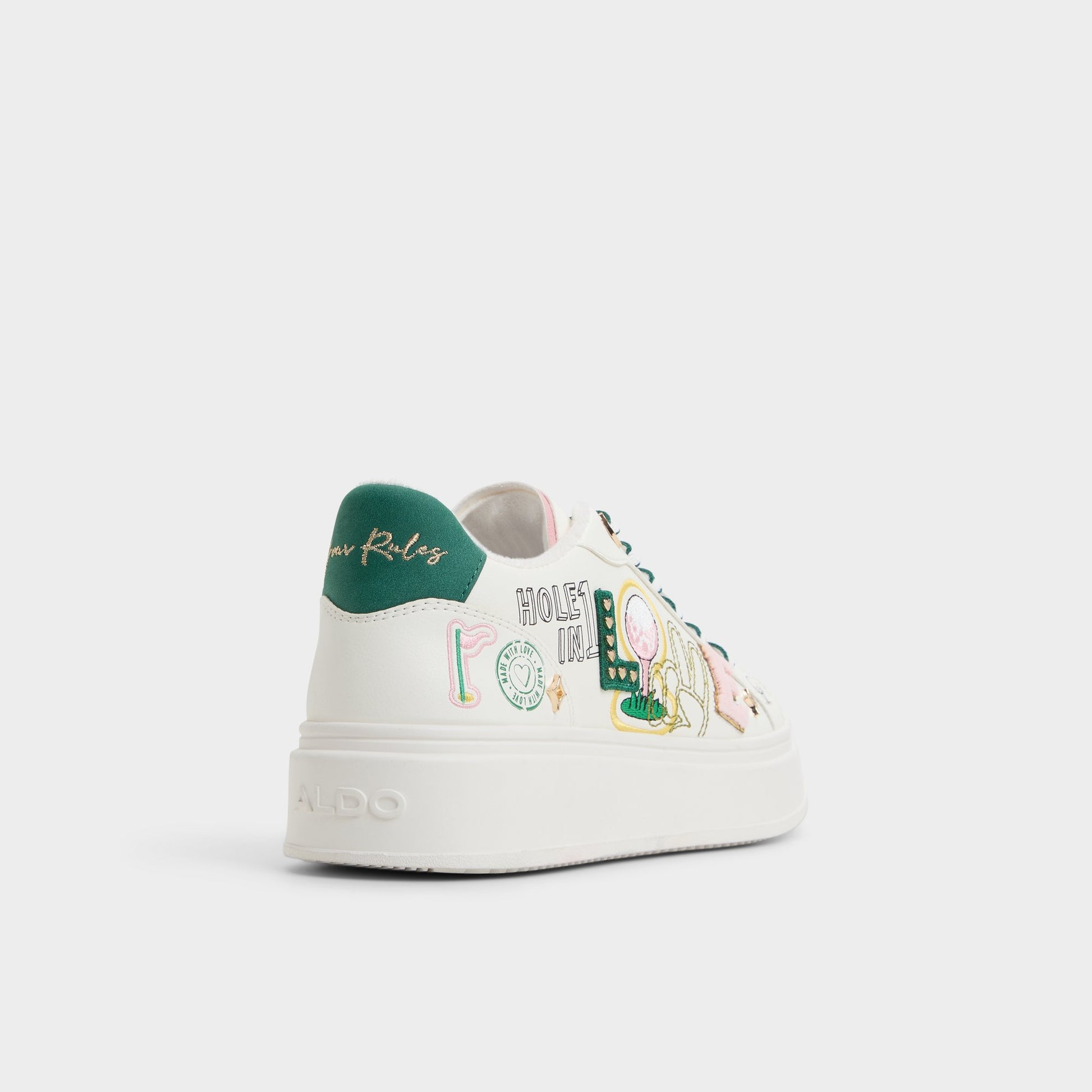 Three-quarter angle of White combo Foremore Sneaker's back side