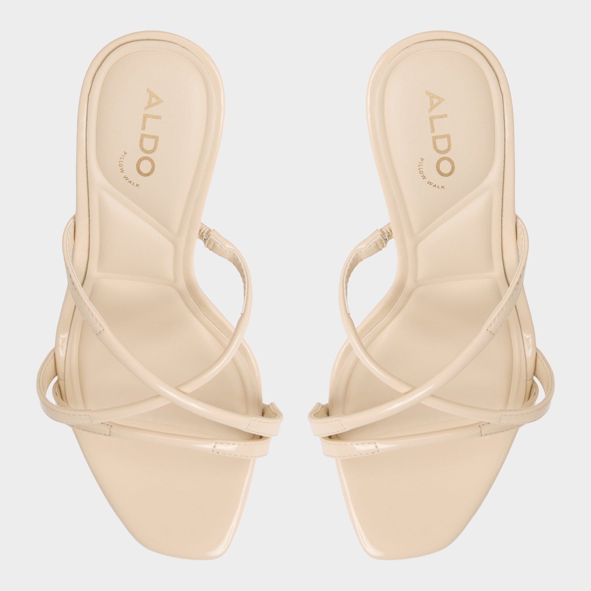 Top-down view of the Light Beige Velaia Heeled mule