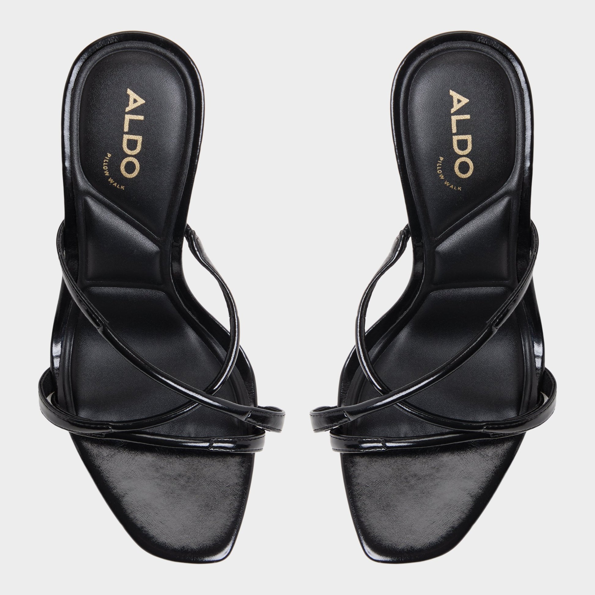 Top-down view of the Black Velaia Heeled mule