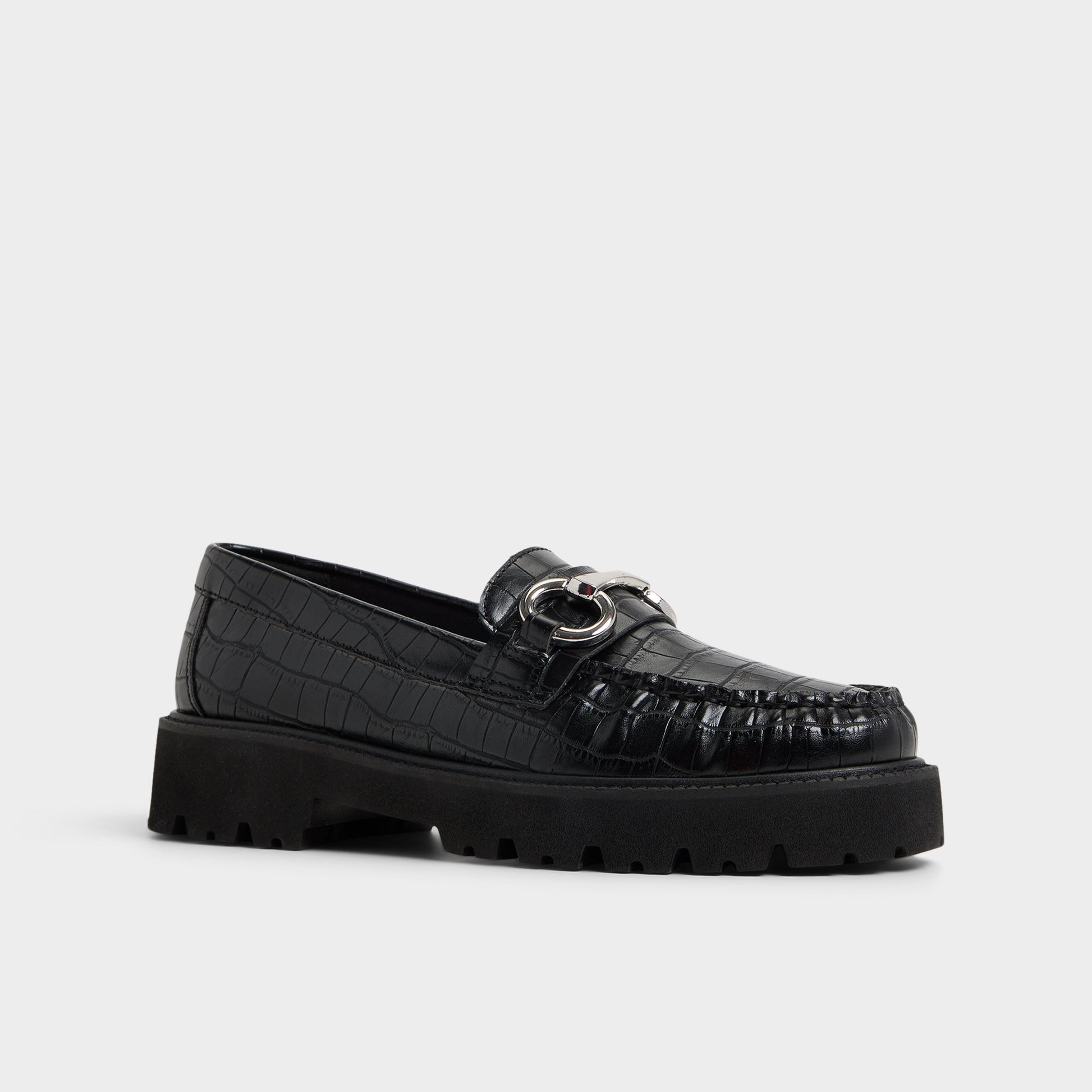 Three-quarter angle of Black Danrose Loafer's front side