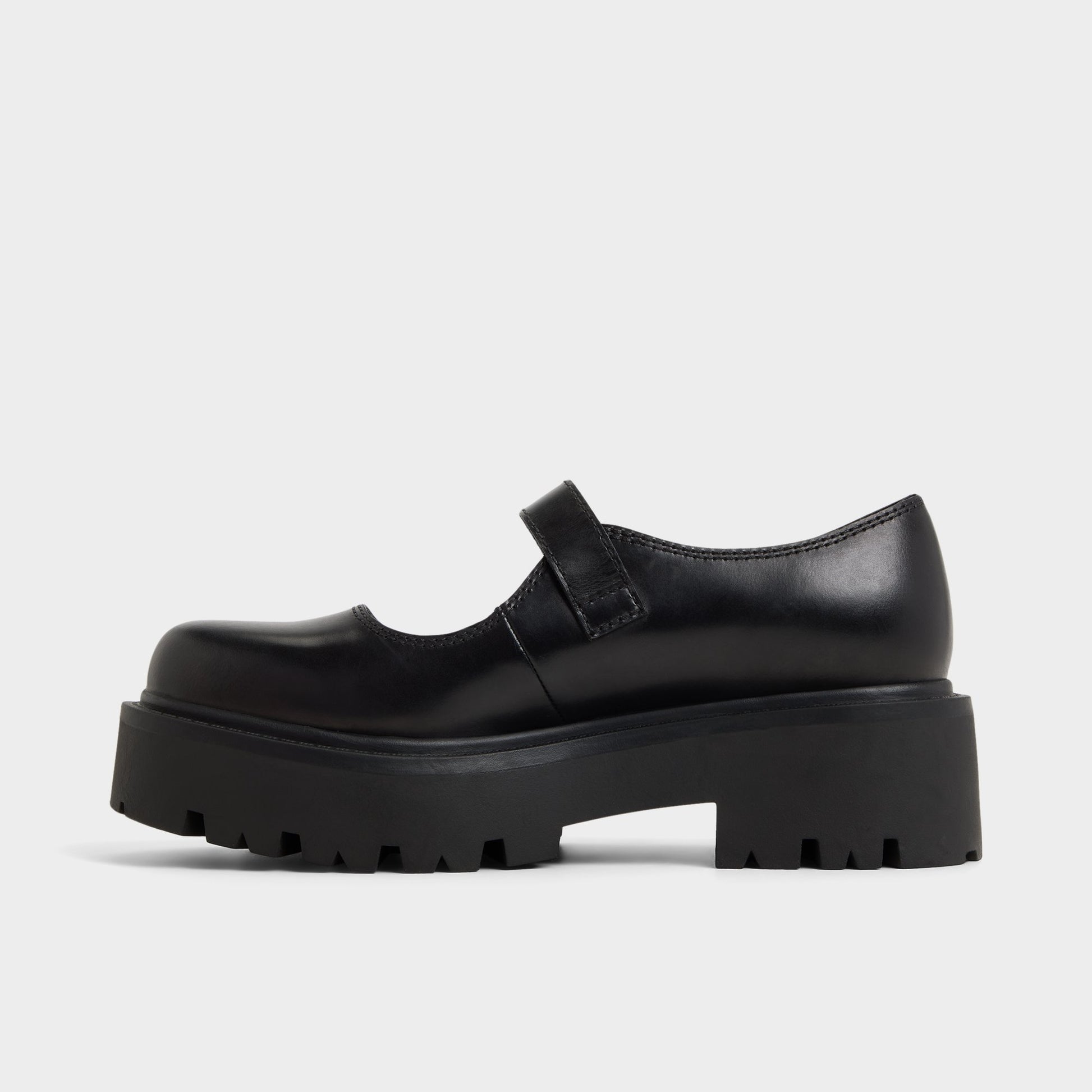 Side view of Black Arigon Mary Janes