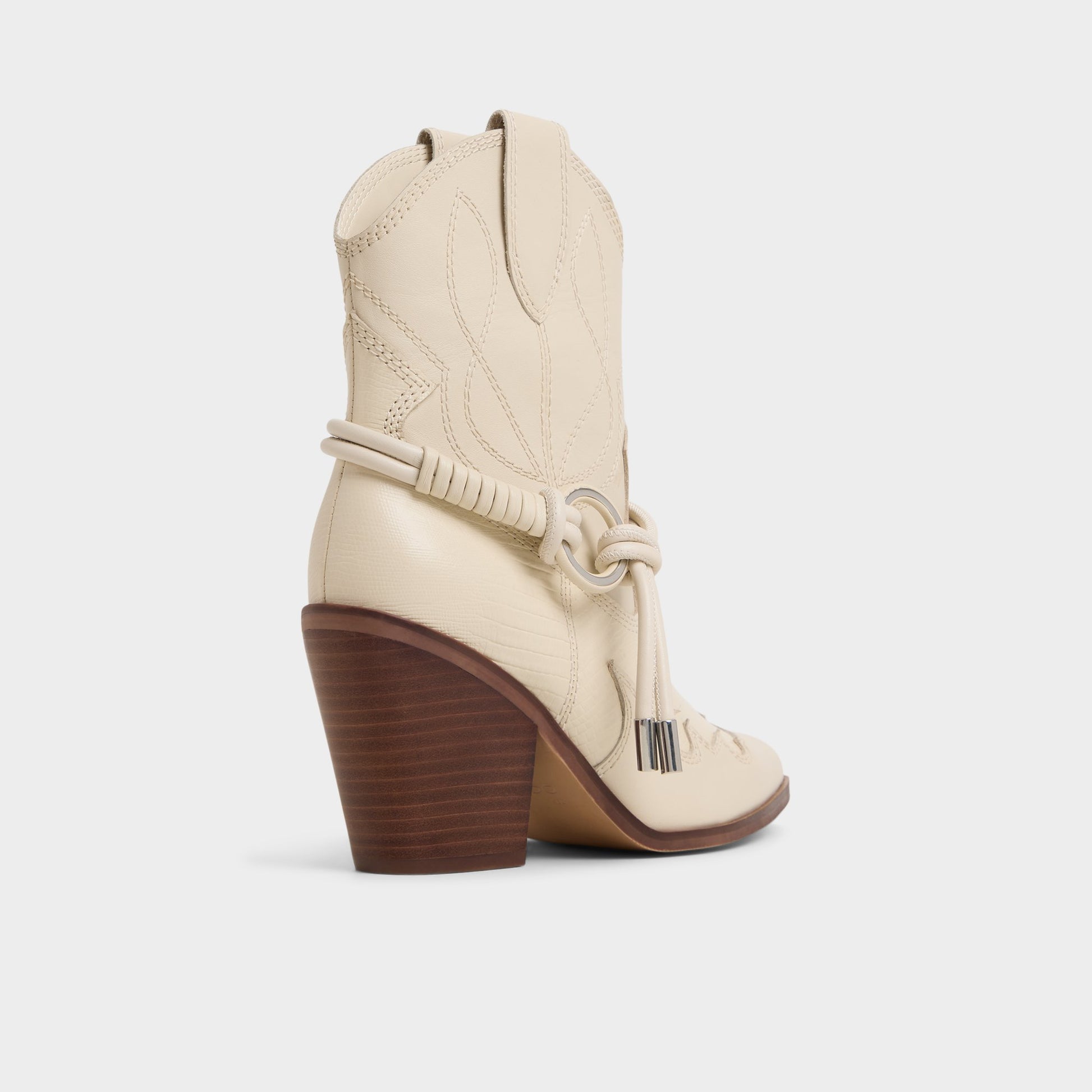 Three-quarter angle of Other White Nuwestern Western boot's back side