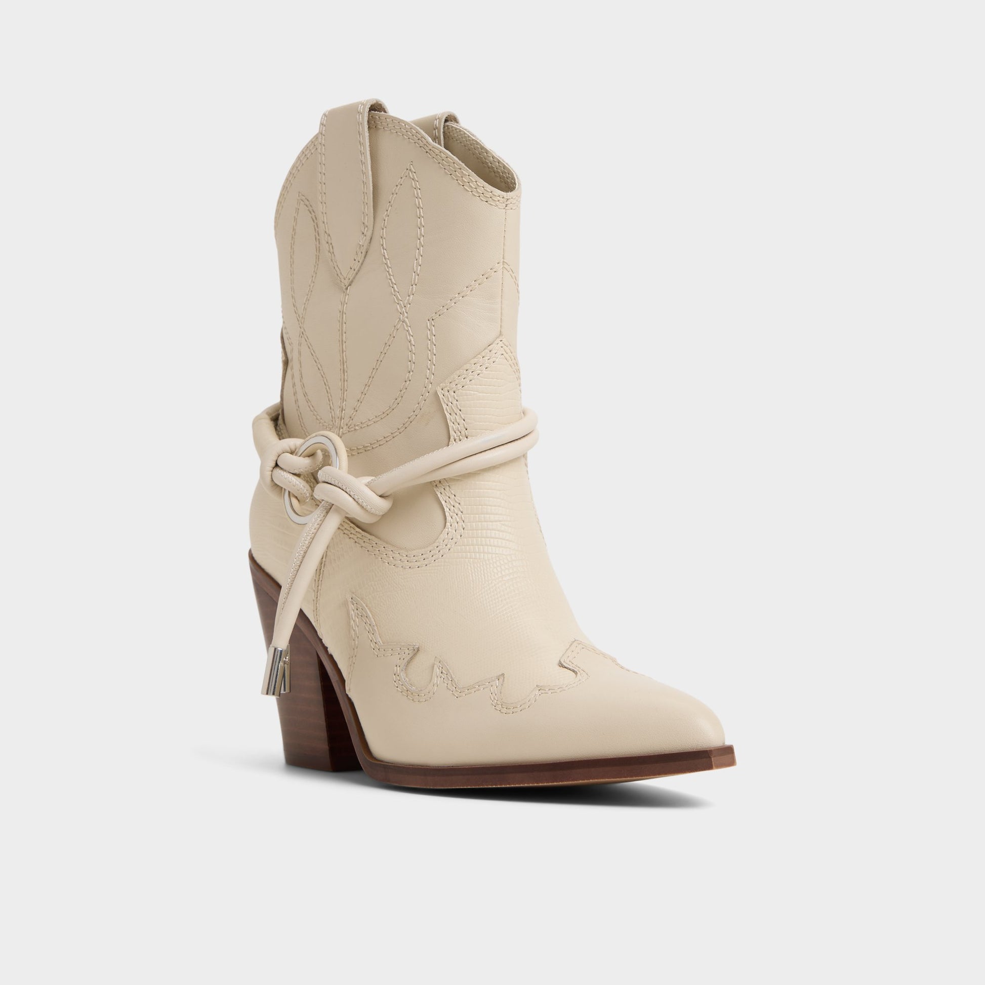 Three-quarter angle of Other White Nuwestern Western boot's front side
