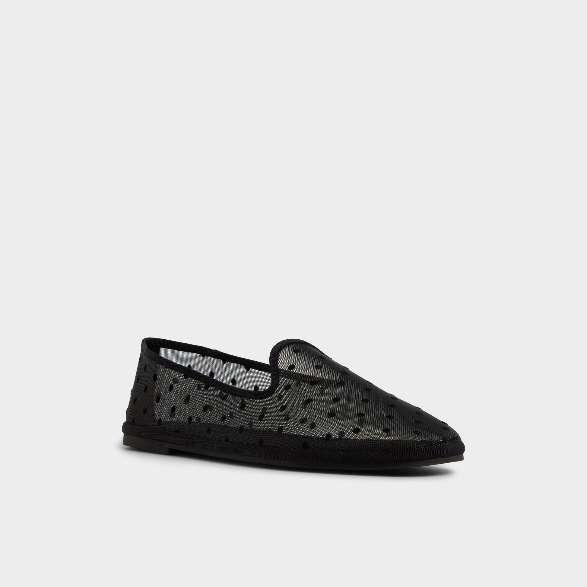 Three-quarter angle of Black Aurabelle Slip-on's front side