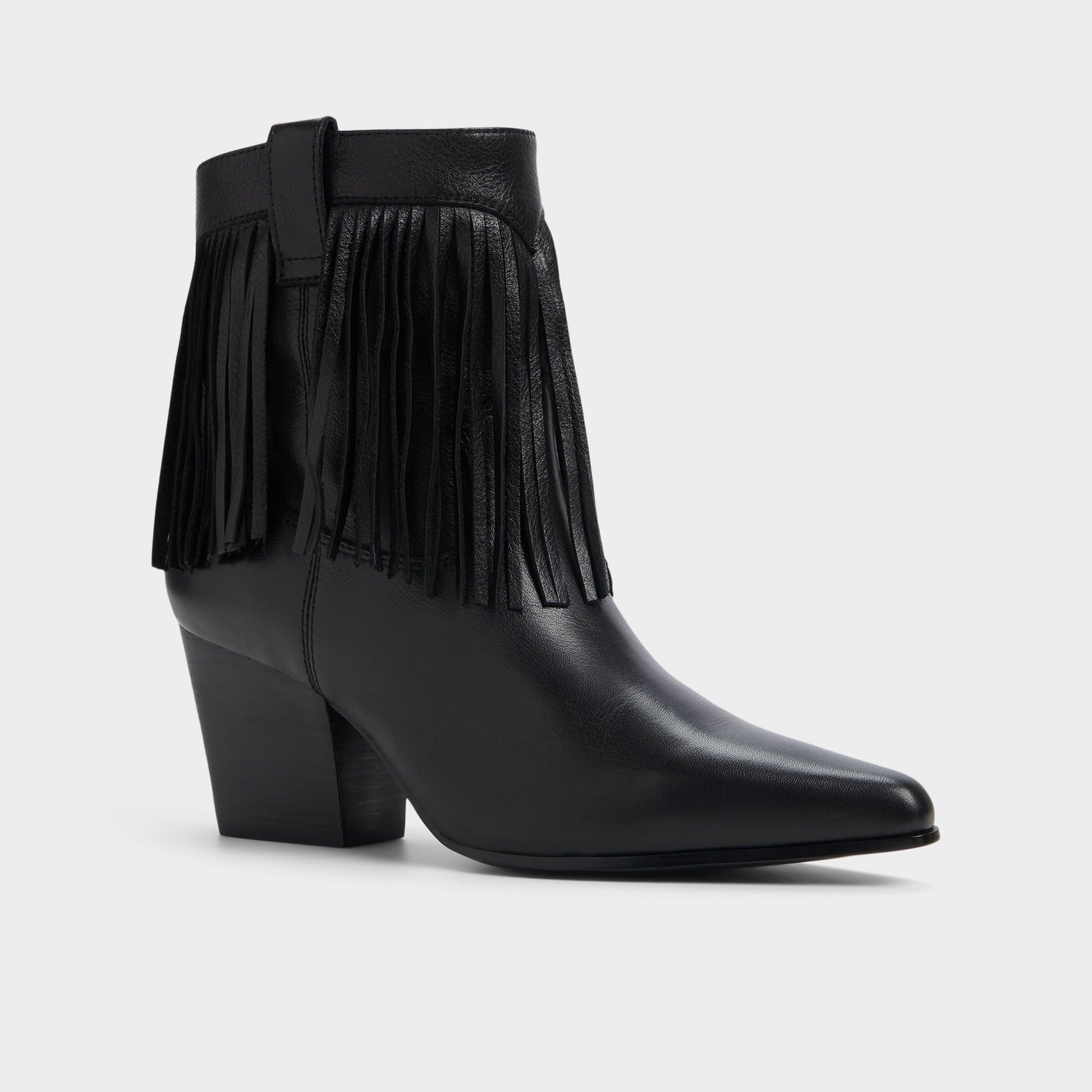 Three-quarter angle of Black Jollene Ankle boot's front side