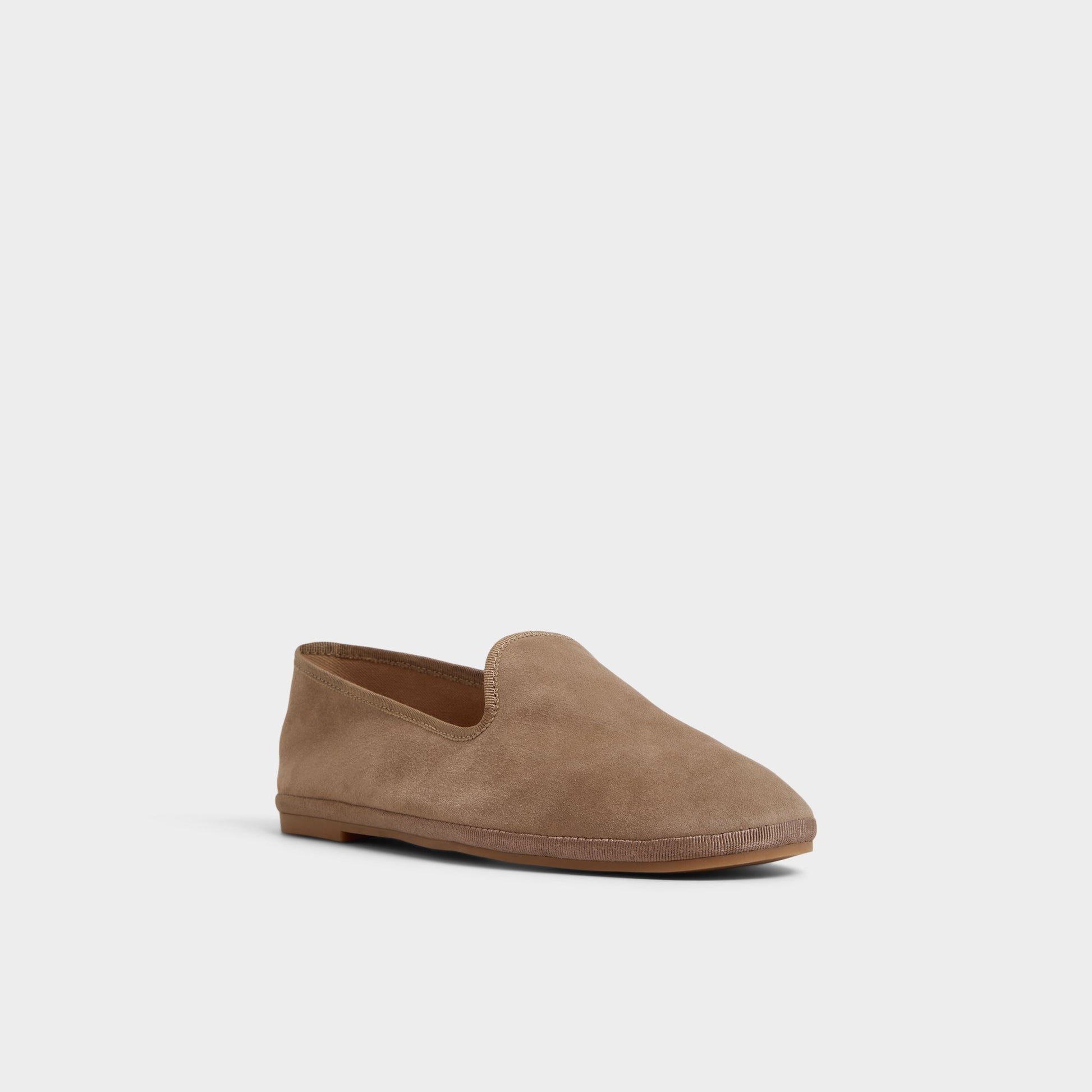 Three-quarter angle of Taupe Aurabelle Loafer's front side