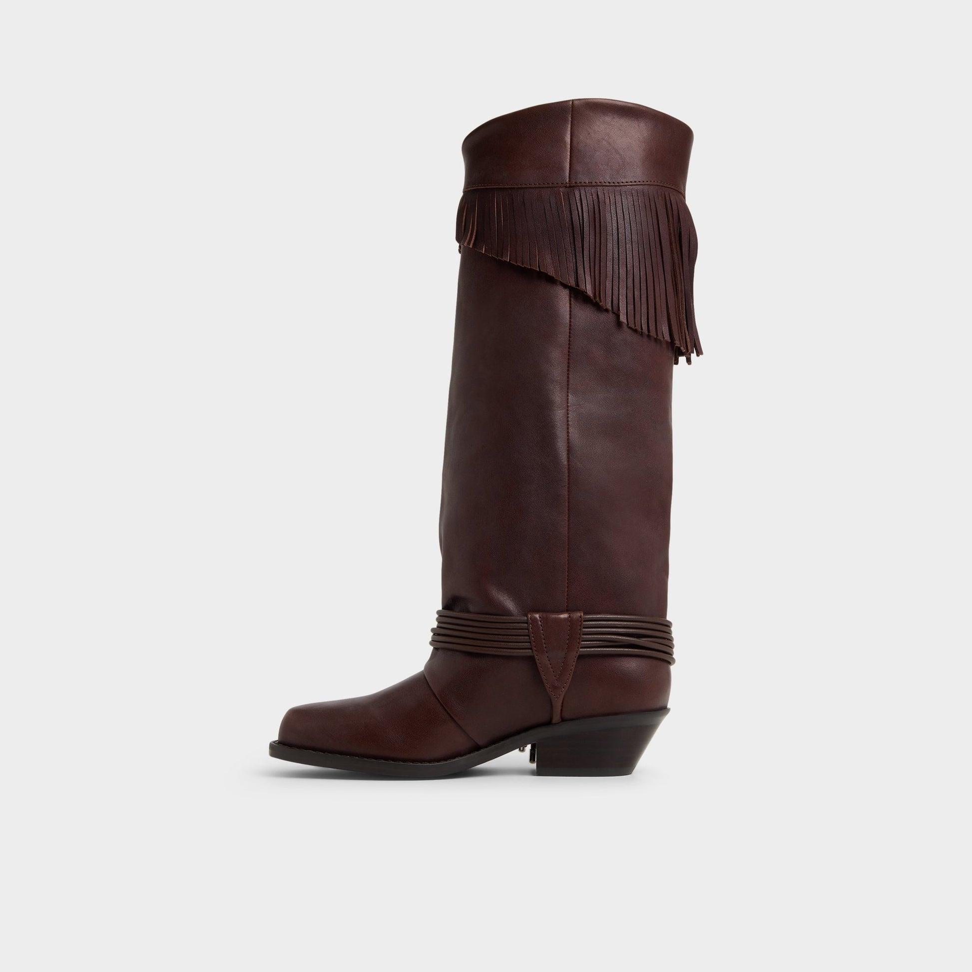Side view of Medium Brown Longhorn Mid-calf boot