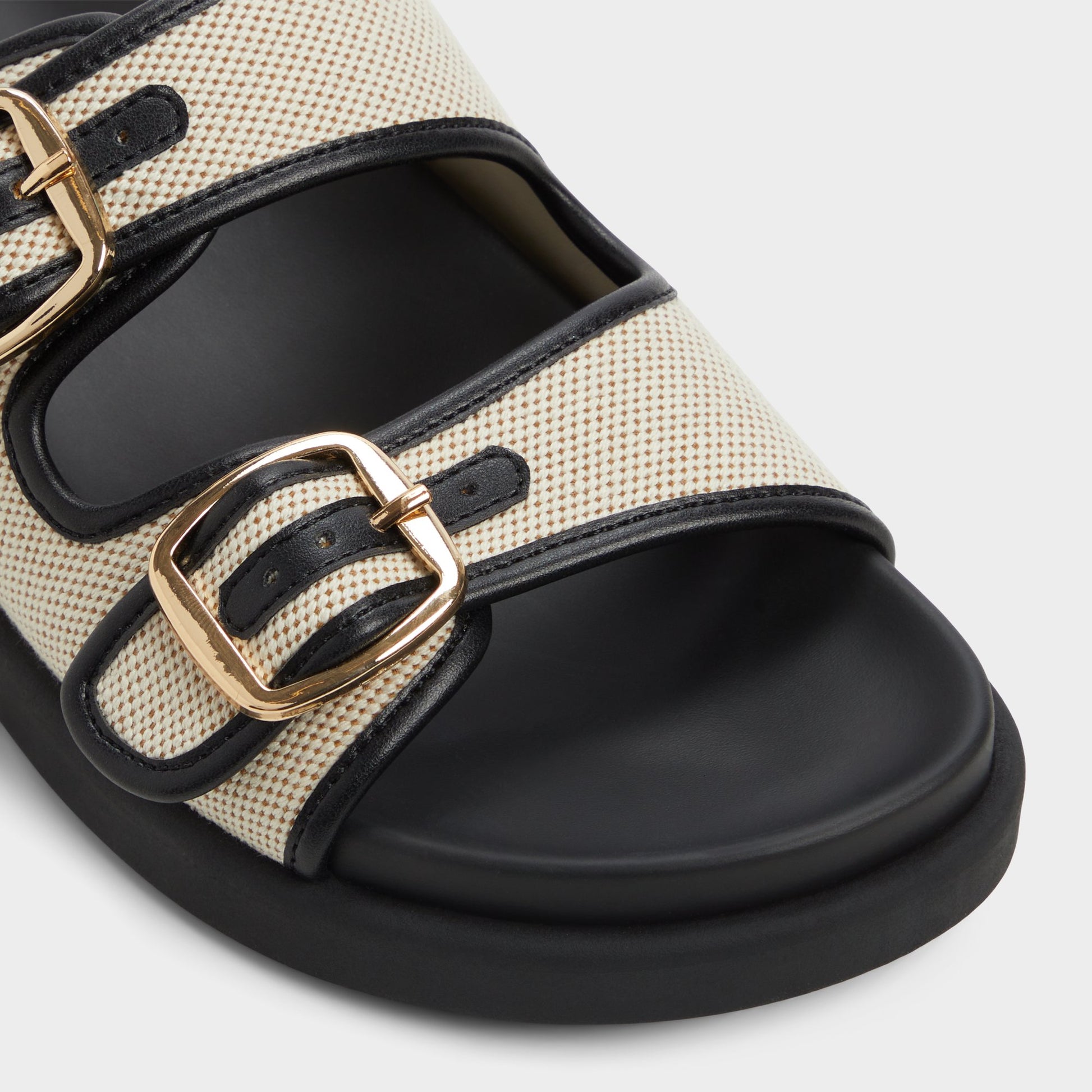 Close-up of the Open natural Devanassi Footbed sandal
