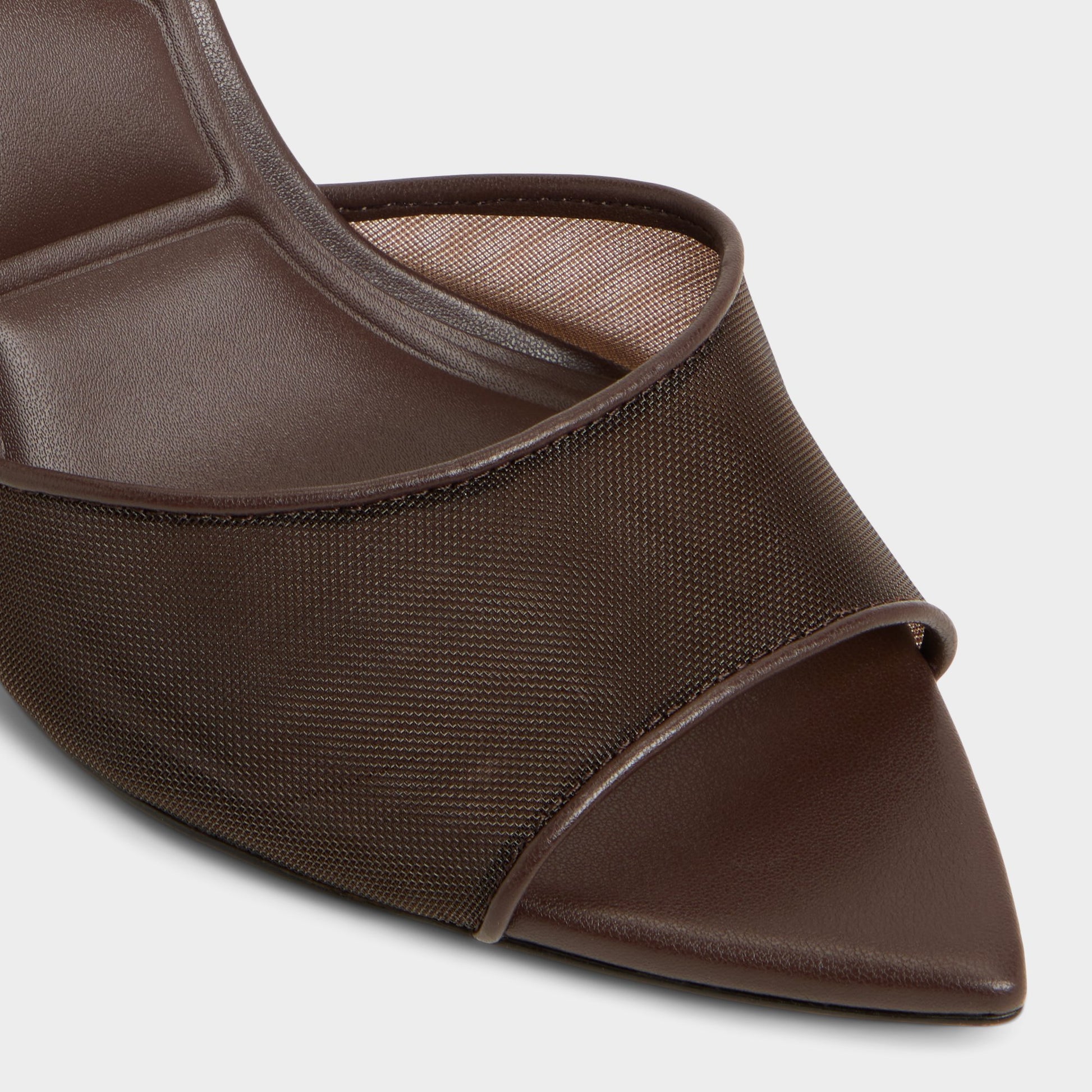 Close-up of the Dark Brown Anyabrilden Heeled mule
