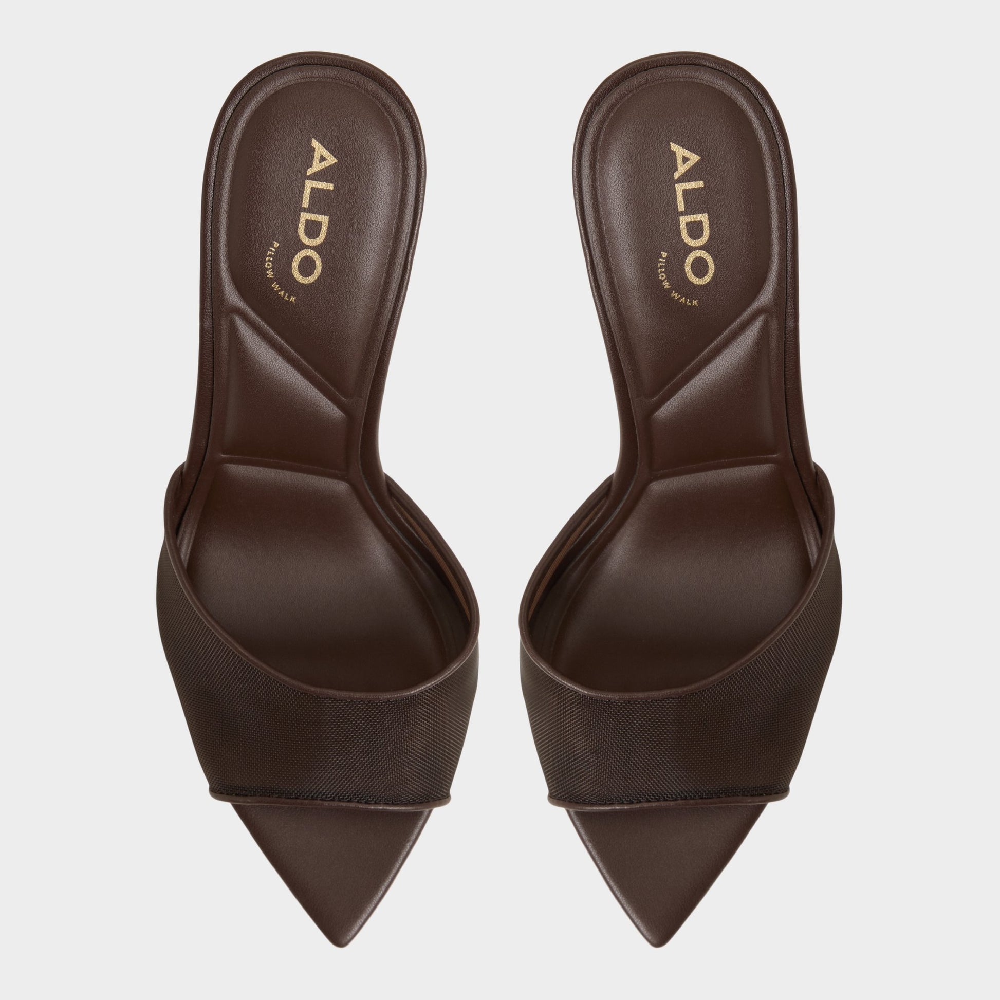 Top-down view of the Dark Brown Anyabrilden Heeled mule