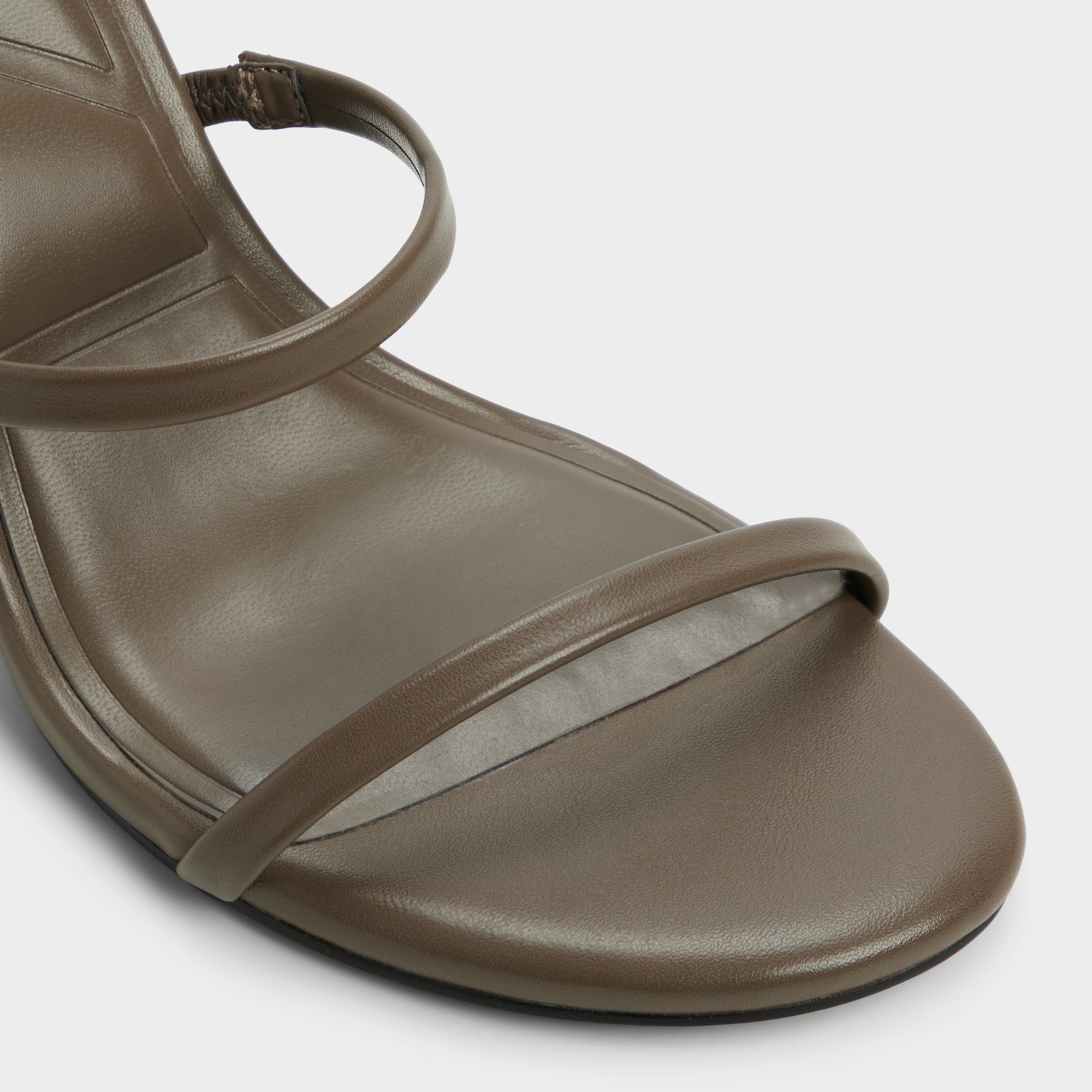 Close-up of the Khaki Avelinda Heeled mule