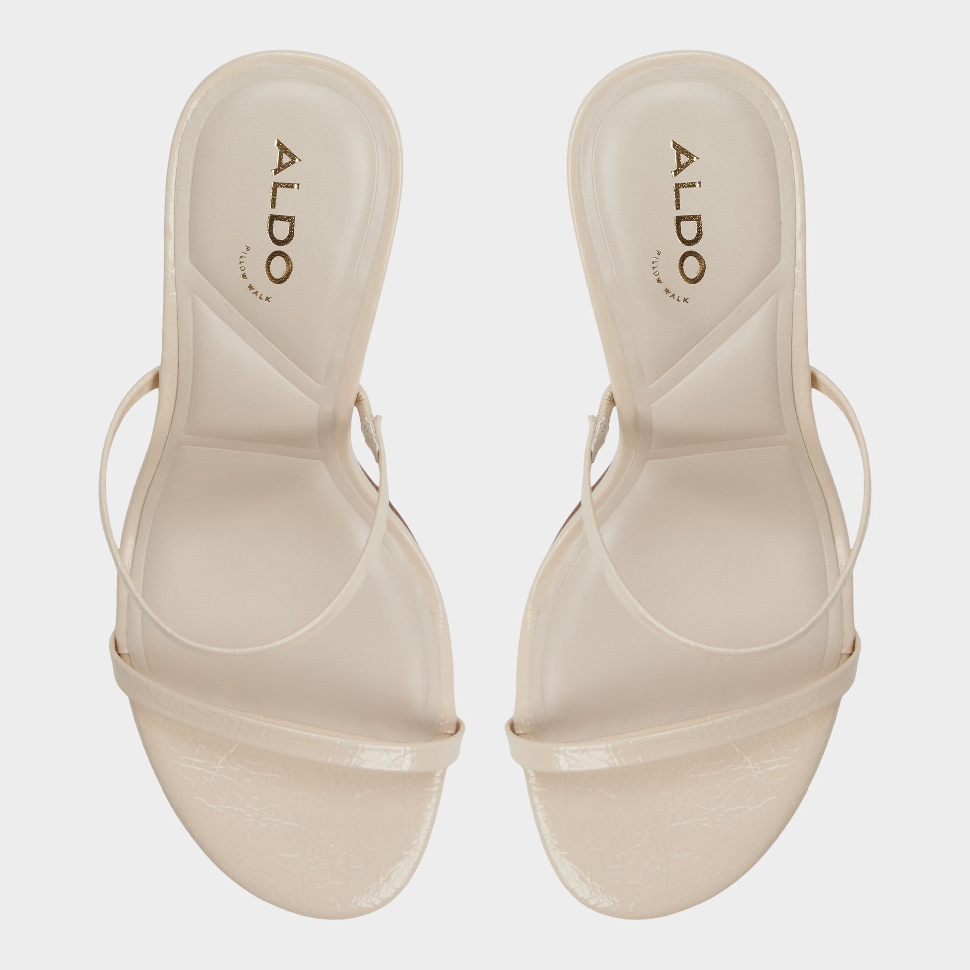 Top-down view of the Cream Avelinda Heeled mule