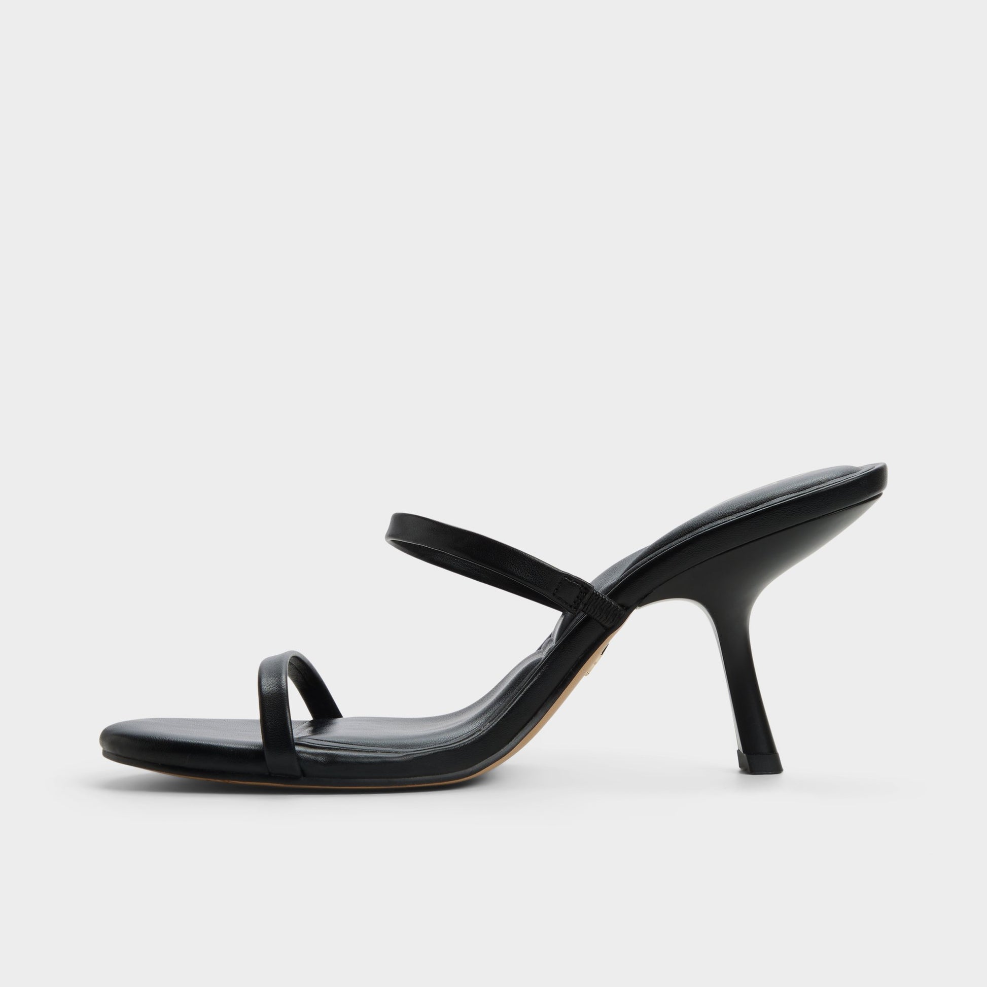 Side view of Black Avelinda Heeled mule