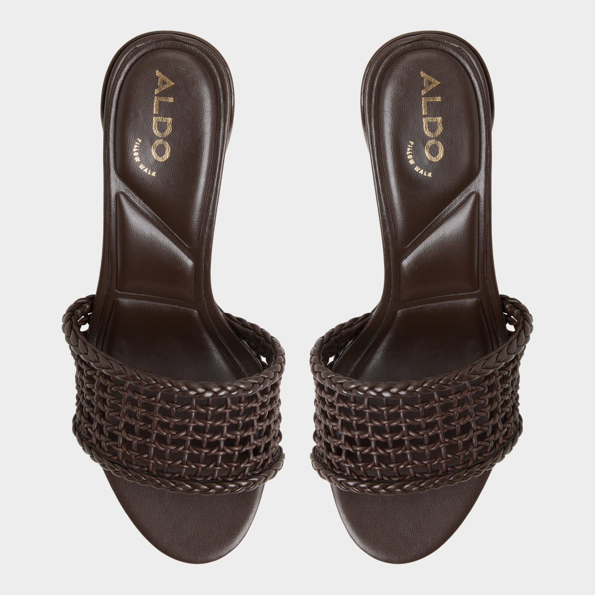 Top-down view of the Dark Brown Beachdate Heeled mule