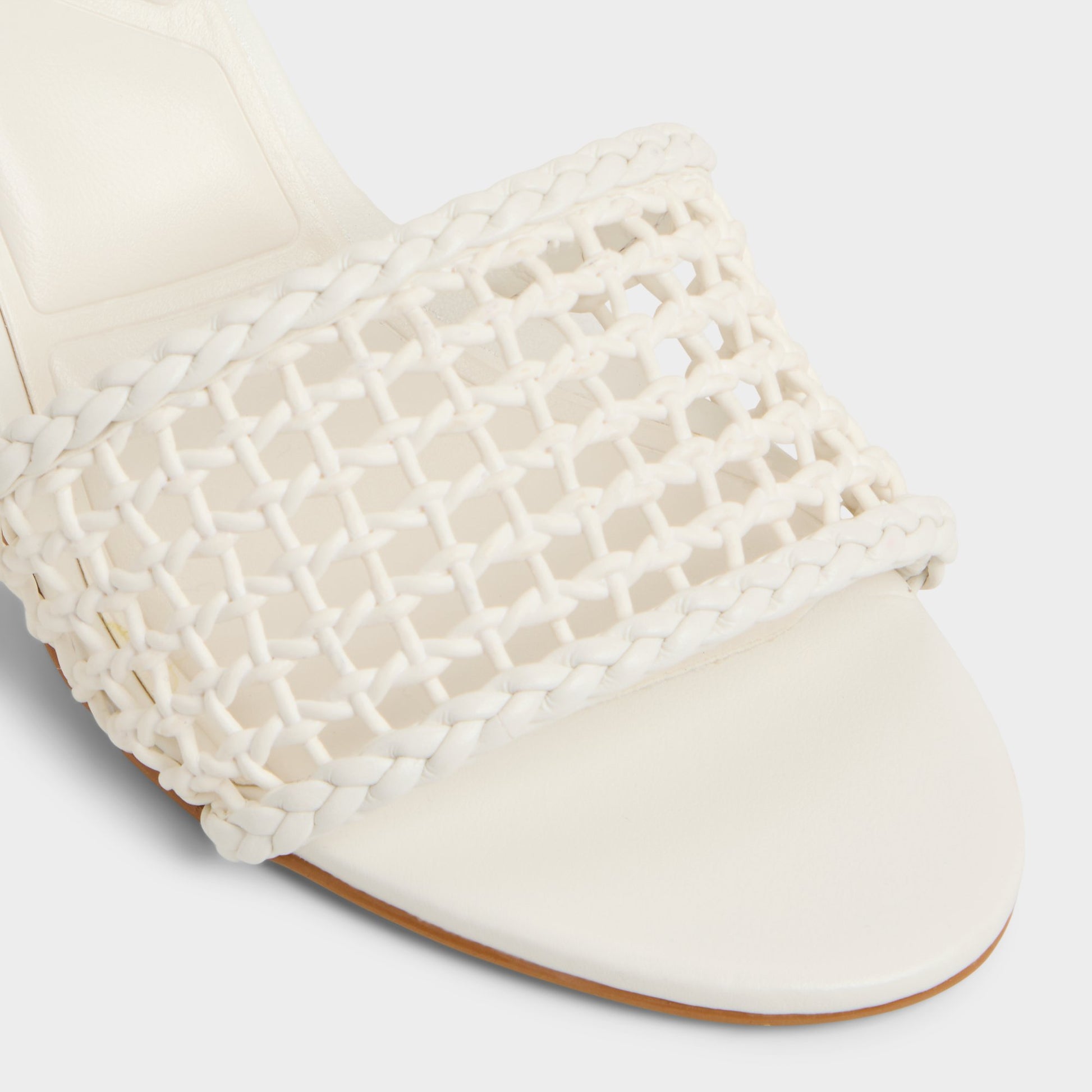 Close-up of the White/Bone Beachdate Heeled mule