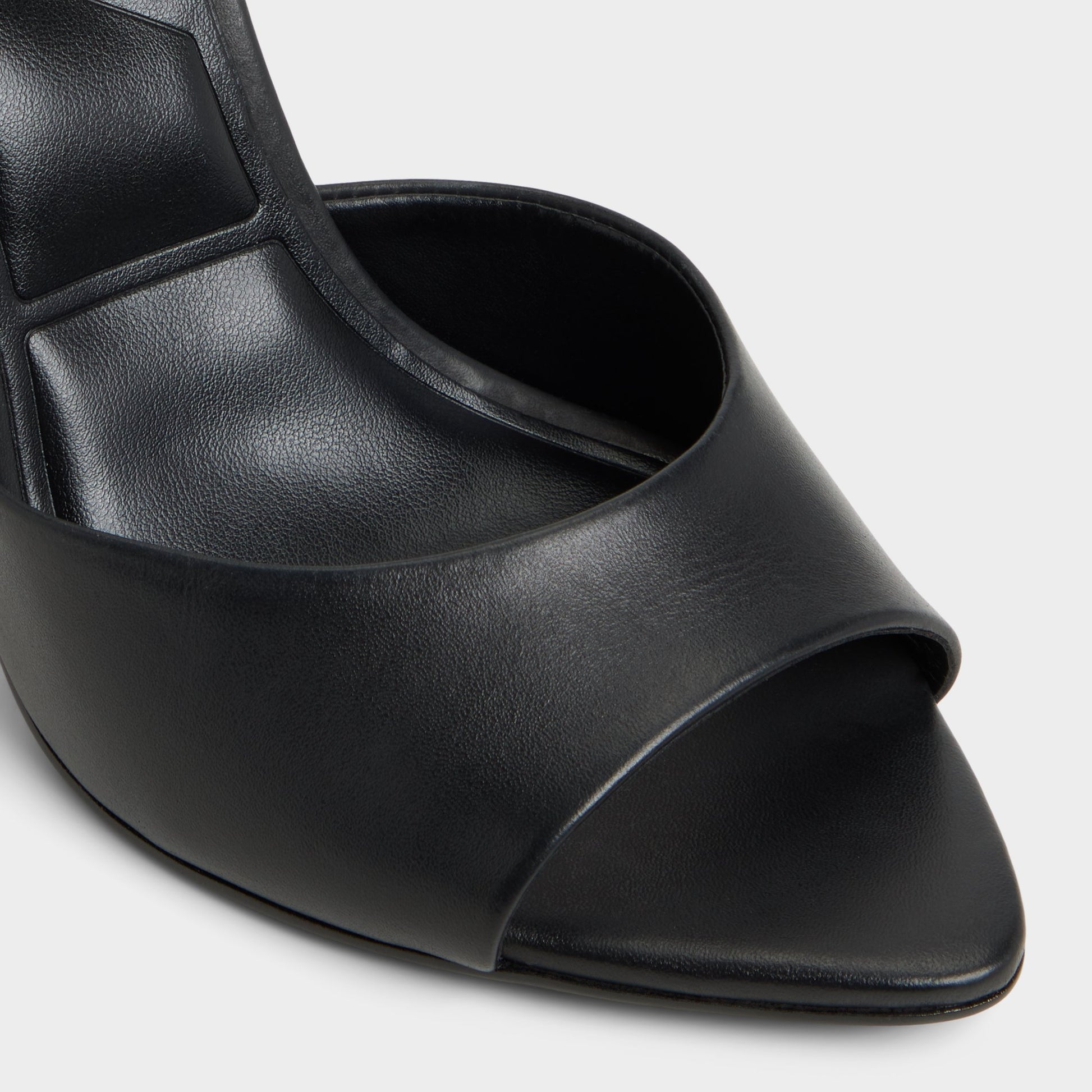 Close-up of the Black Madelan Heeled mule