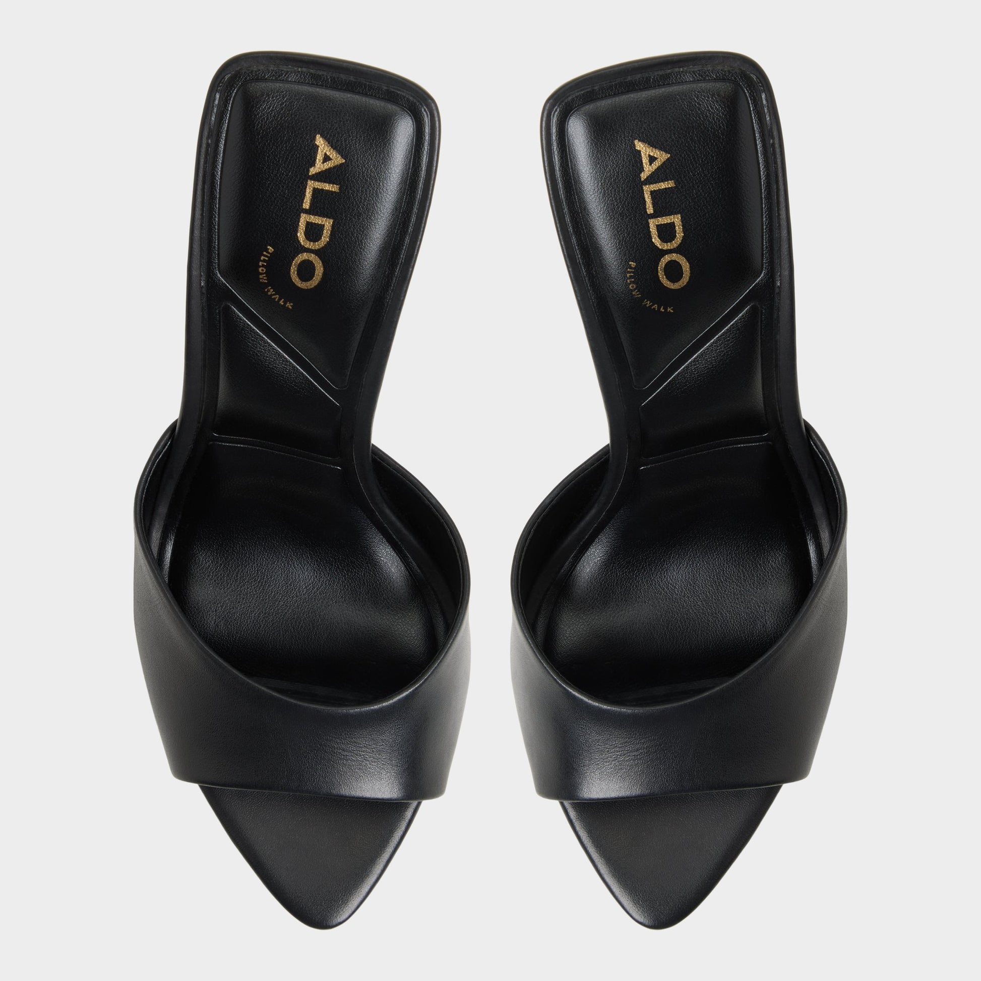 Top-down view of the Black Madelan Heeled mule