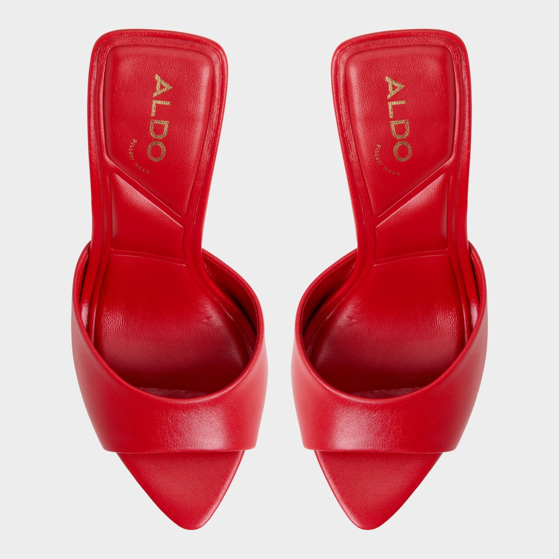 Top-down view of the Bright Red Madelan Heeled mule