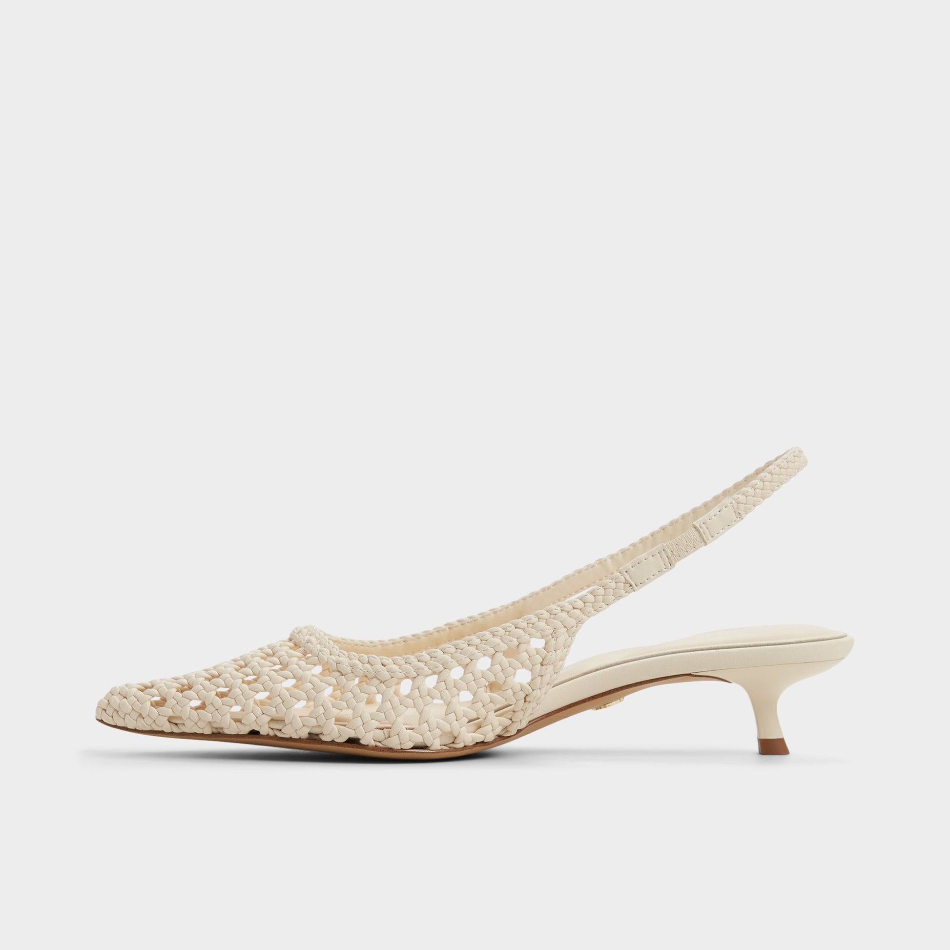 Side view of Light beige Violettia Sling back high heel
