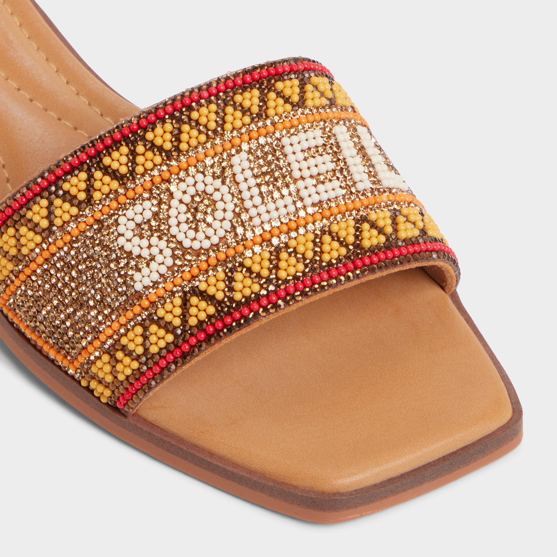Close-up of the Brown Multi Seavacay Slide sandal