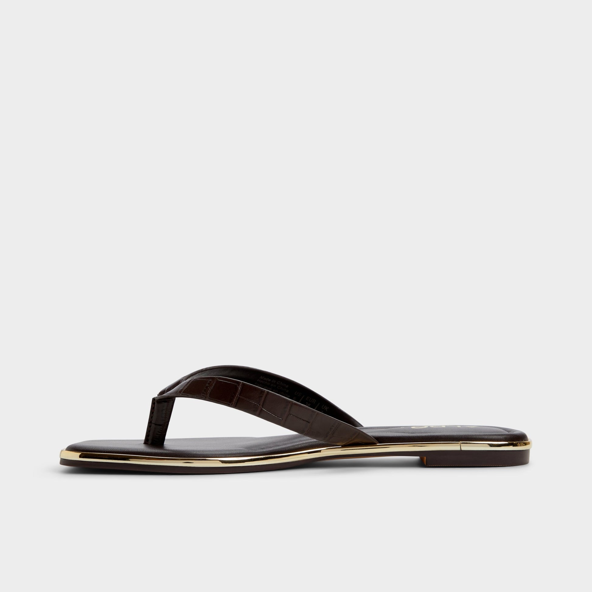 Side view of Dark Brown Theao Flip flop