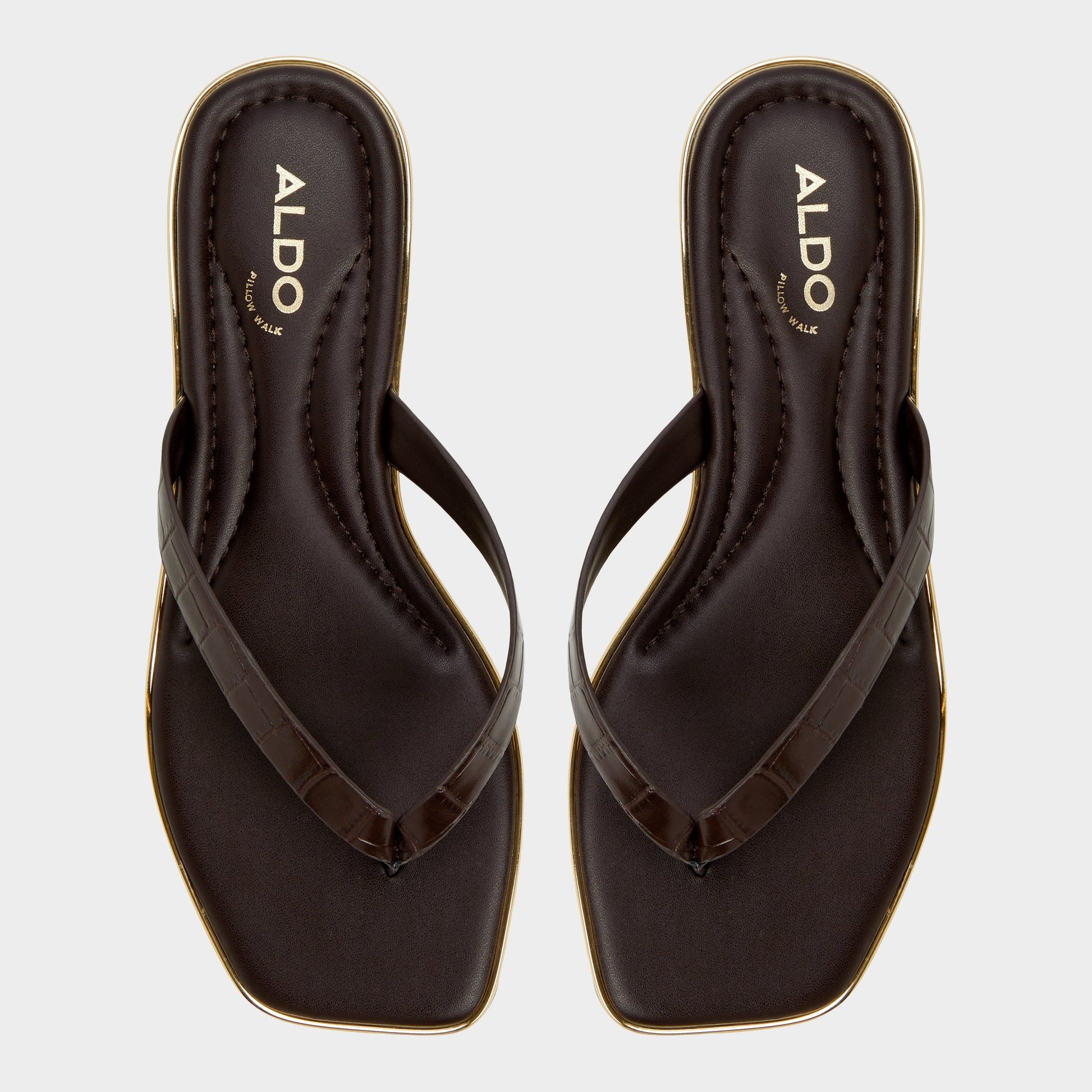 Top-down view of the Dark Brown Theao Flip flop