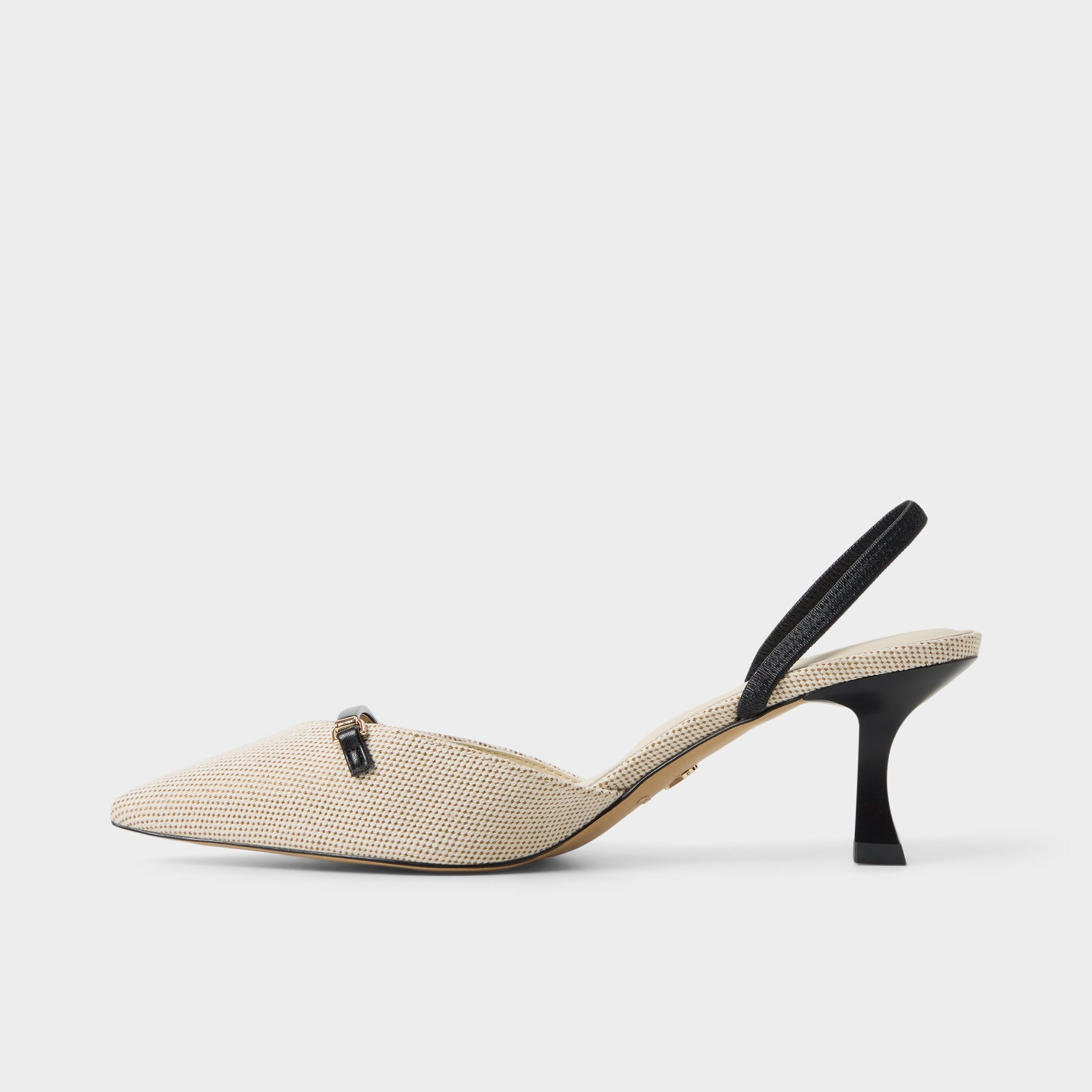 Side view of Open natural Nailah Slingback heel