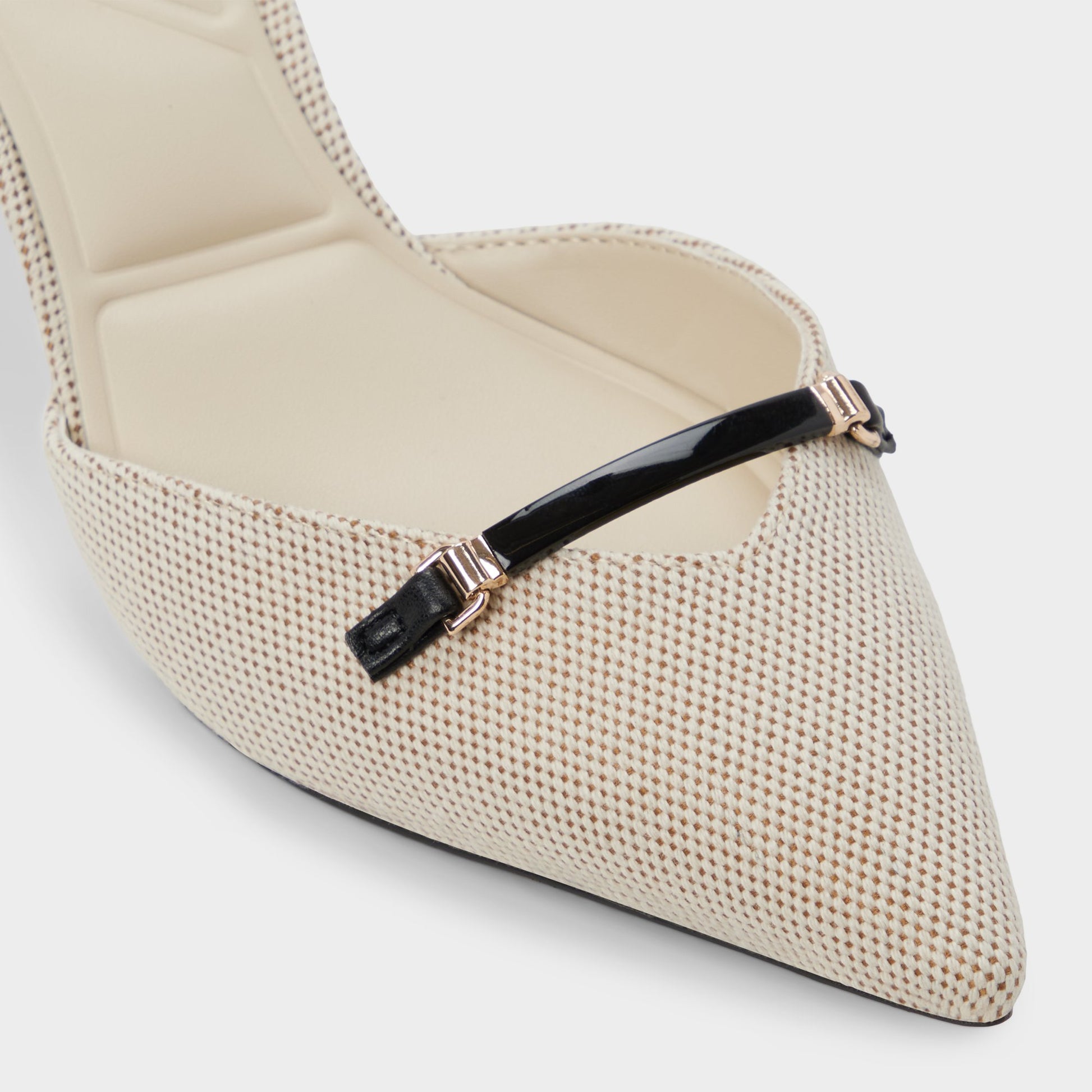 Close-up of the Open natural Nailah Slingback heel