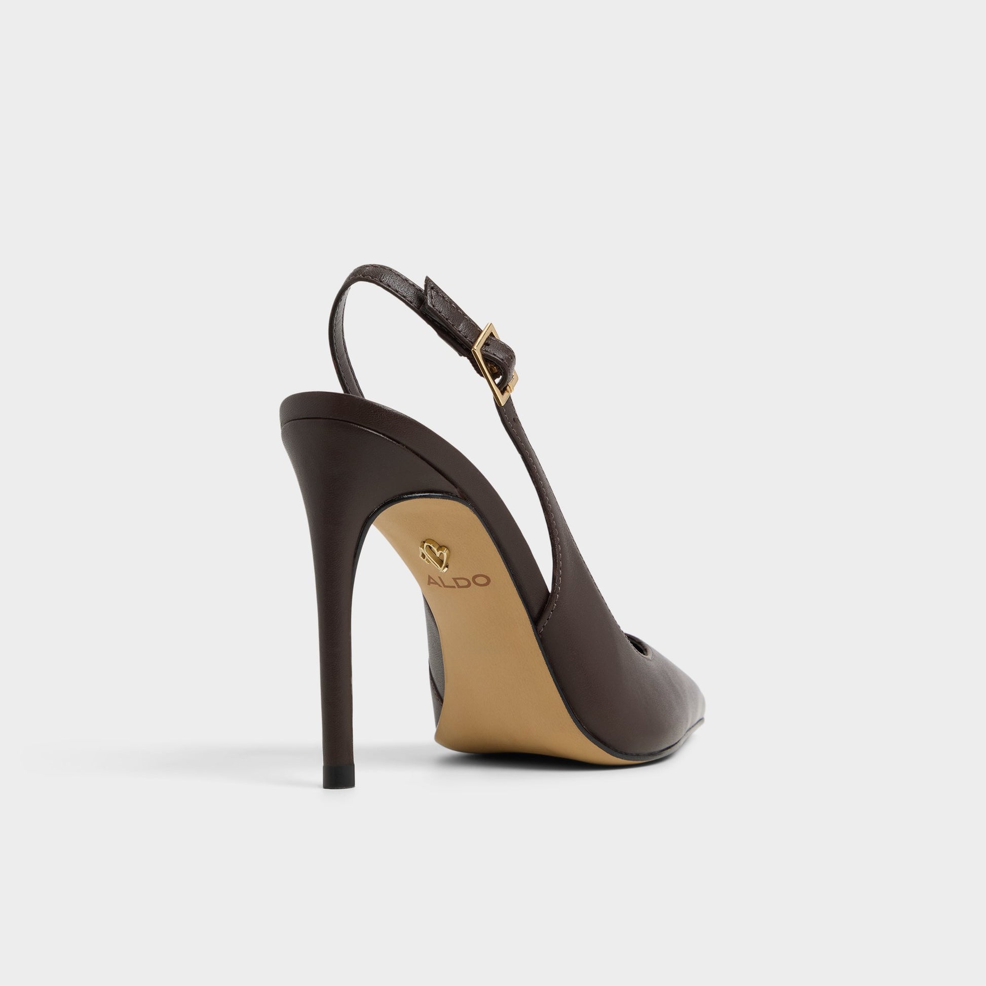 Three-quarter angle of Dark Brown Stessysling Slingback heel's back side