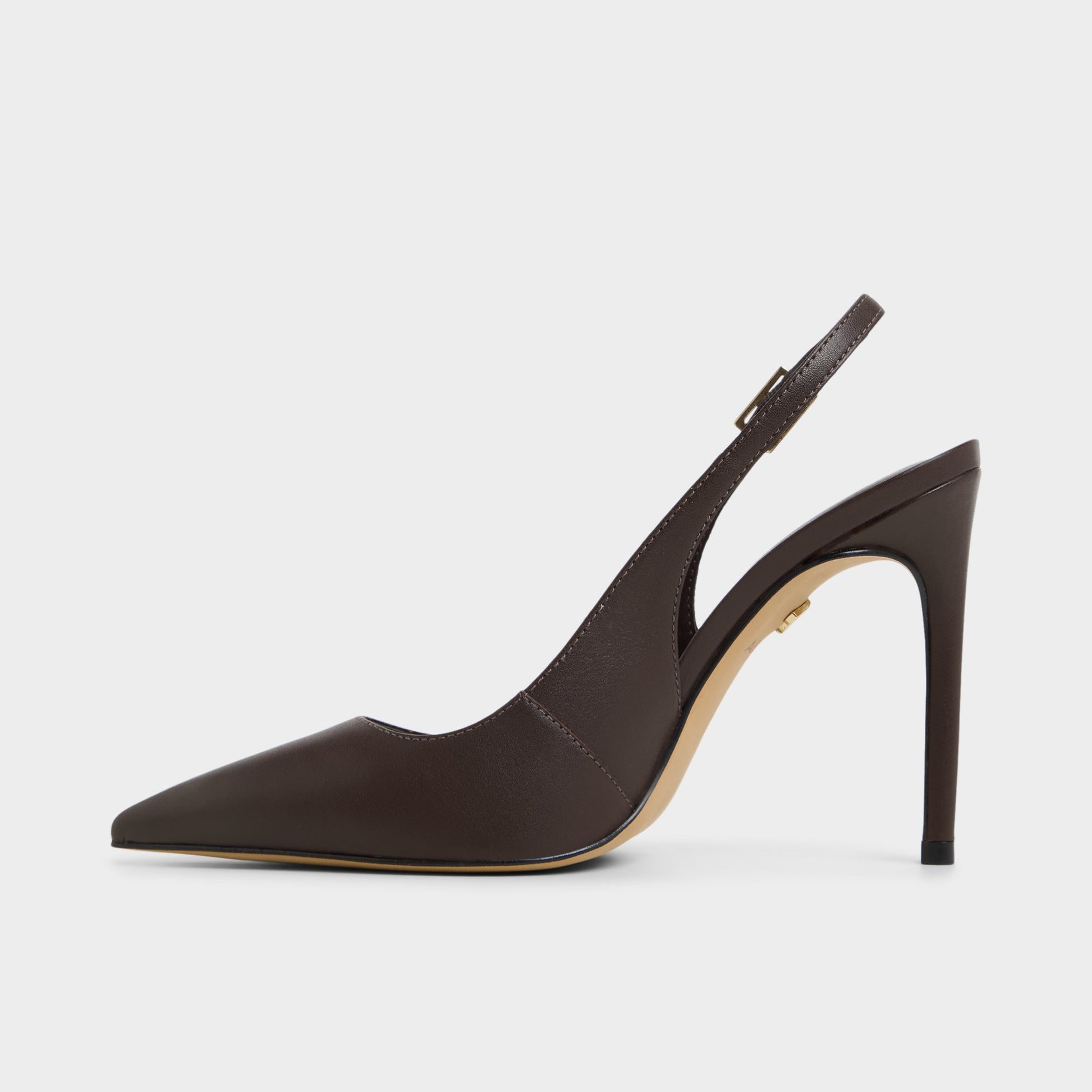 Side view of Dark Brown Stessysling Slingback heel