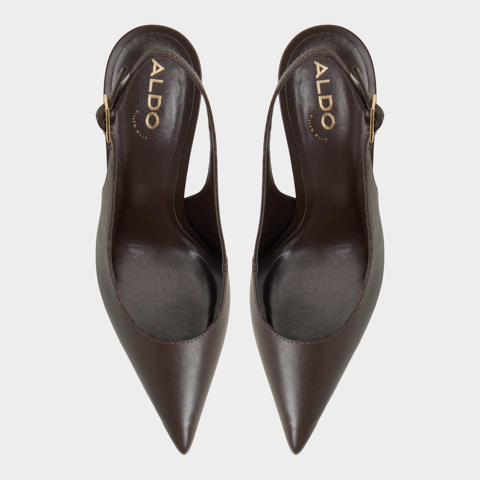 Top-down view of the Dark Brown Stessysling Slingback heel