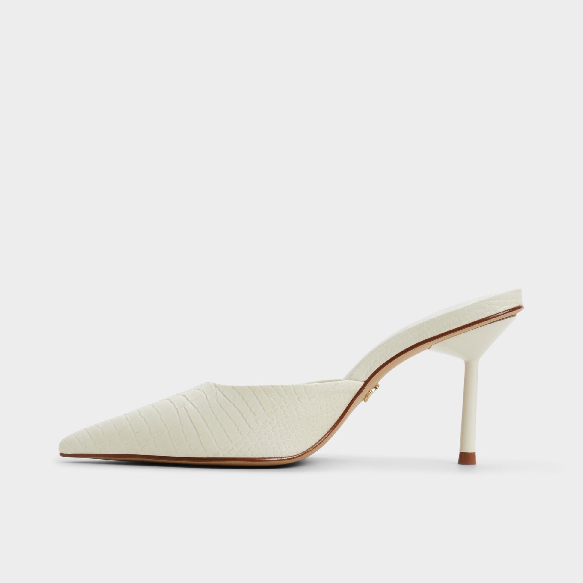 Side view of White/Bone Beatrixy Heeled mule