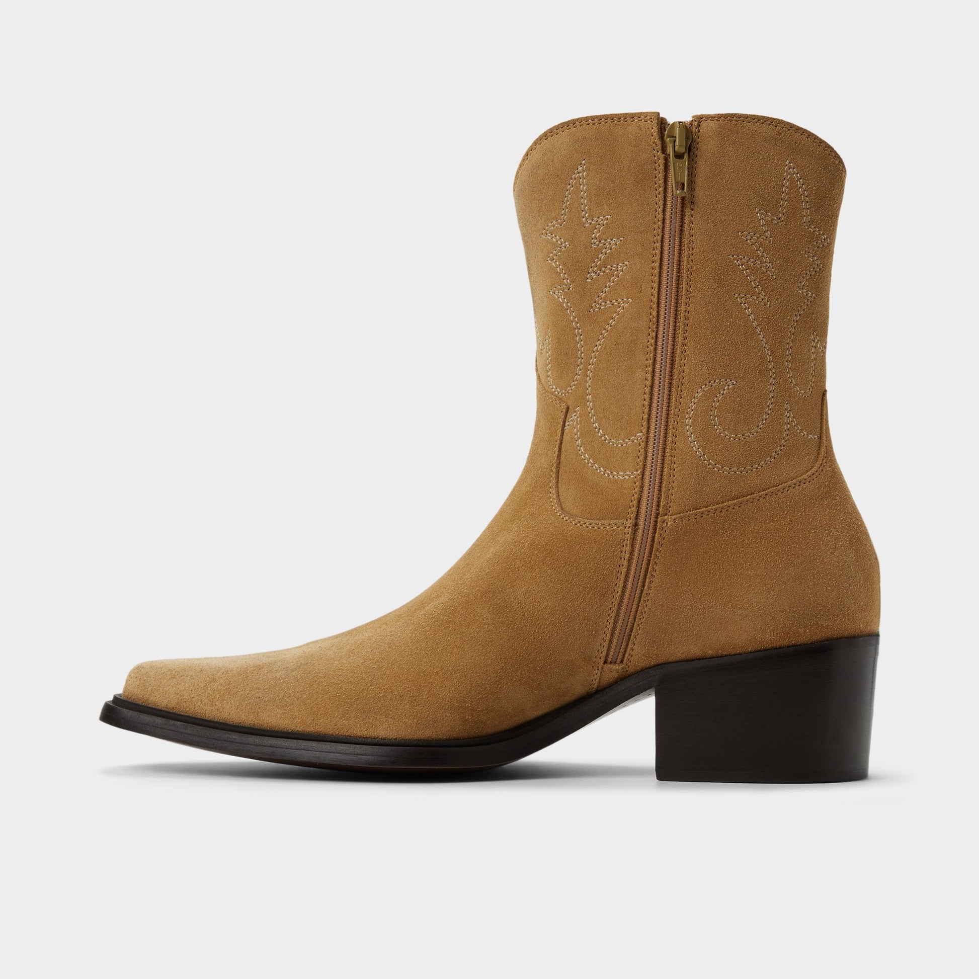 Side view of Wheat Guthrie Western boot